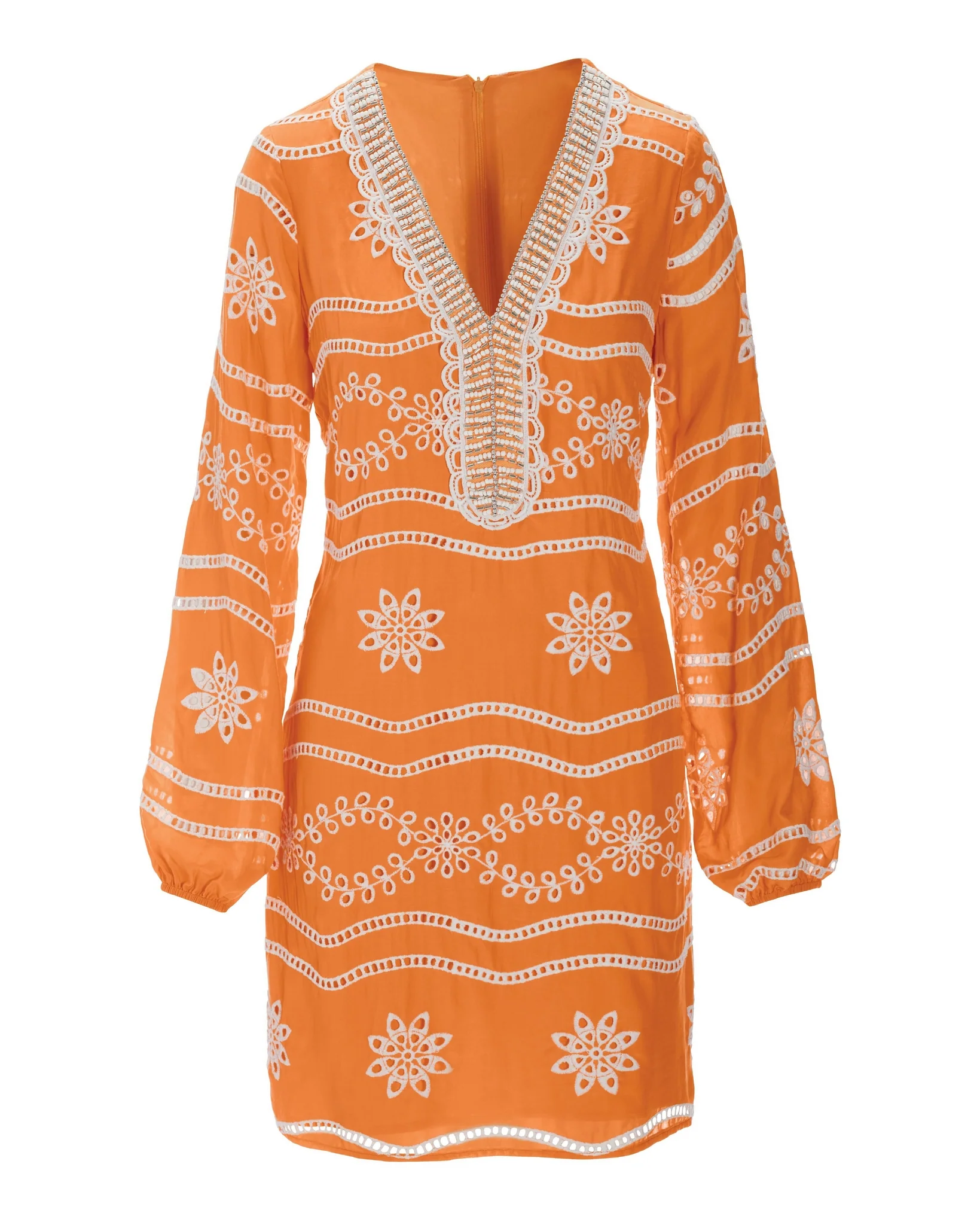 Embellished Lace Tunic Dress Melon - Mycitystee