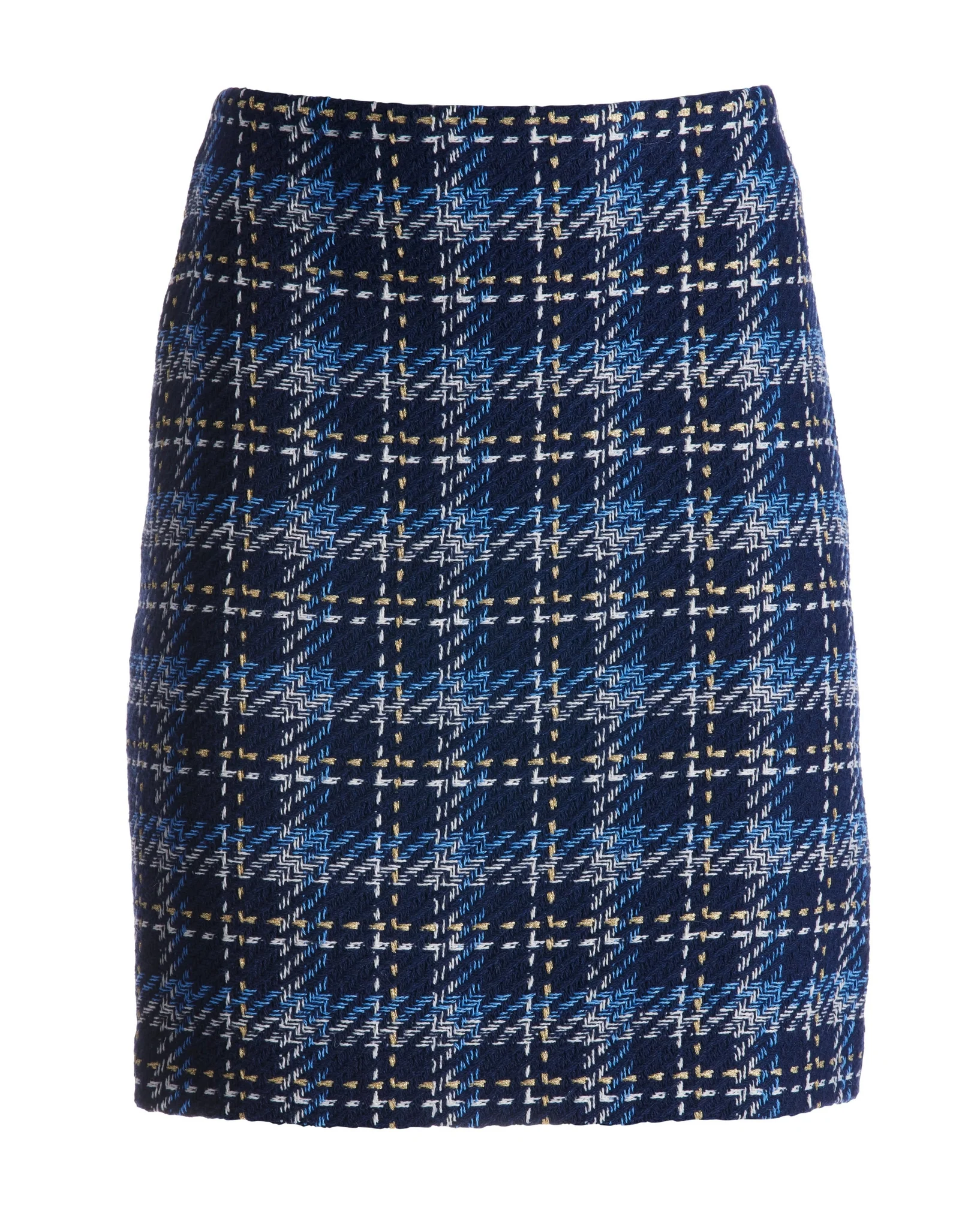 Plaid Tweed Mini Skirt Blue Multi - Mycitystee