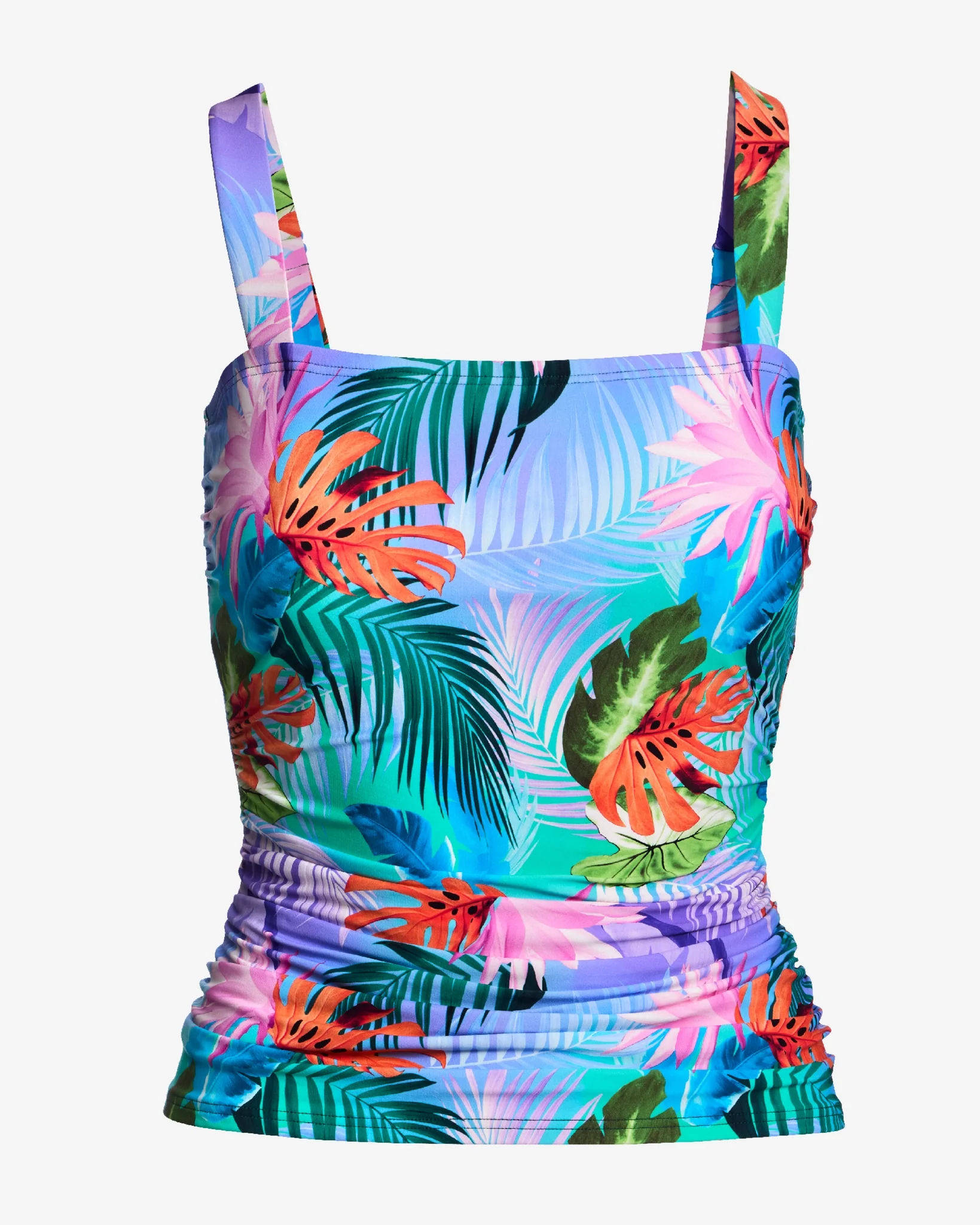 Swim Sense Print Square-Neck Tankini Top Blue Multi - Mycitystee