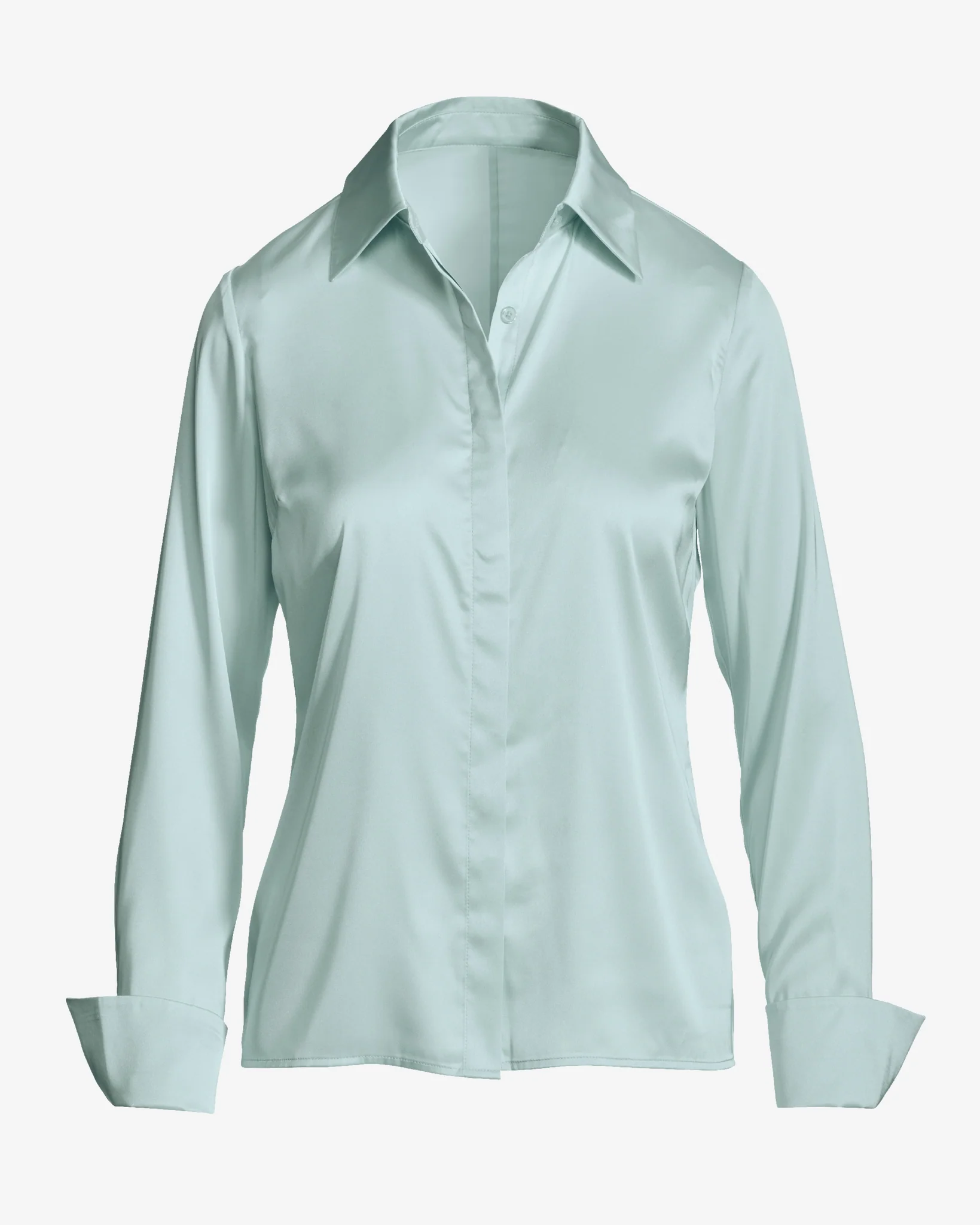 Sophia Button-Up Charmeuse Blouse Pale Mint - Mycitystee
