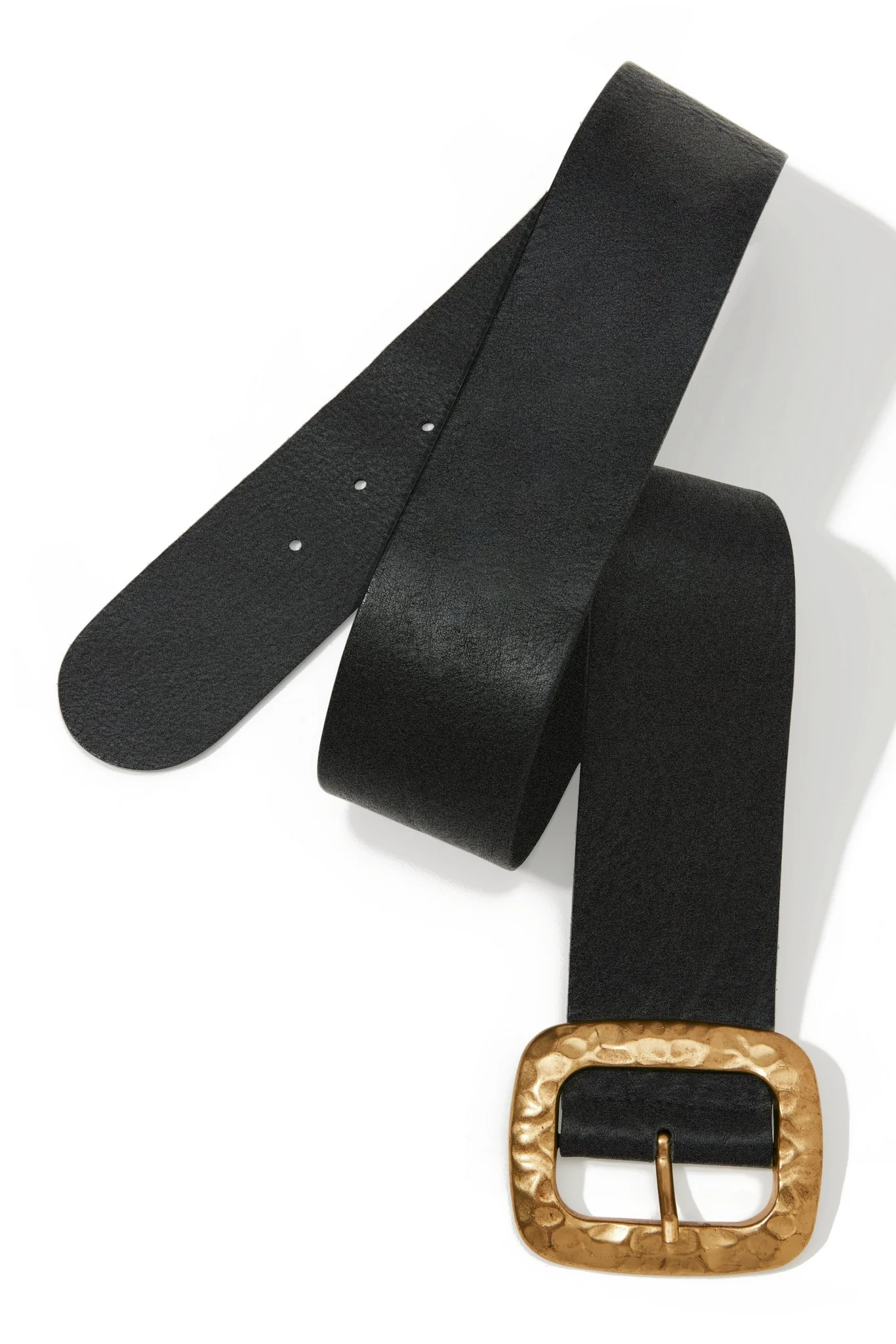 Hammered Leather Waist Belt Black/Gold - Mycitystee