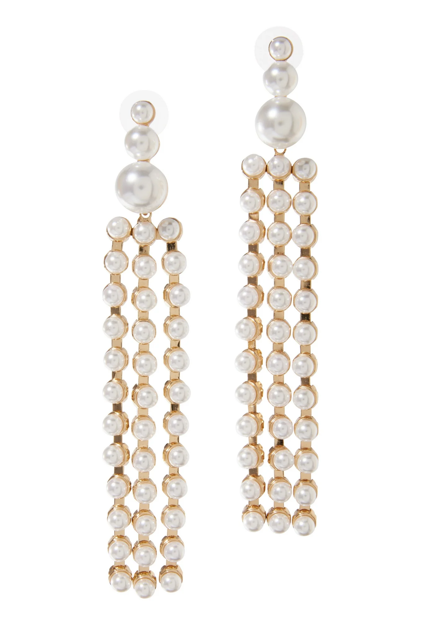 Fringe Pearl Statement Earring Gold - Mycitystee