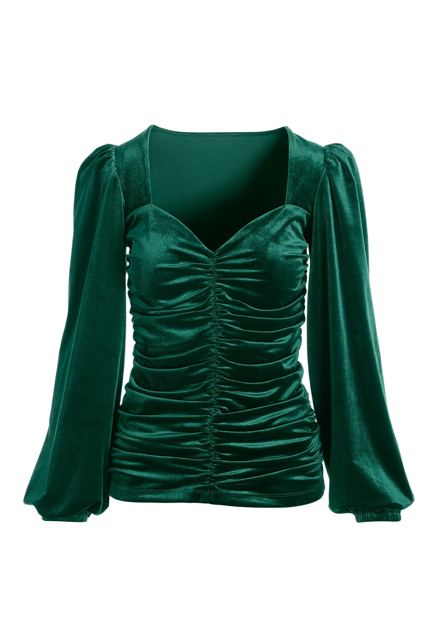 Velvet Ruched Sweetheart Top Emerald - Mycitystee