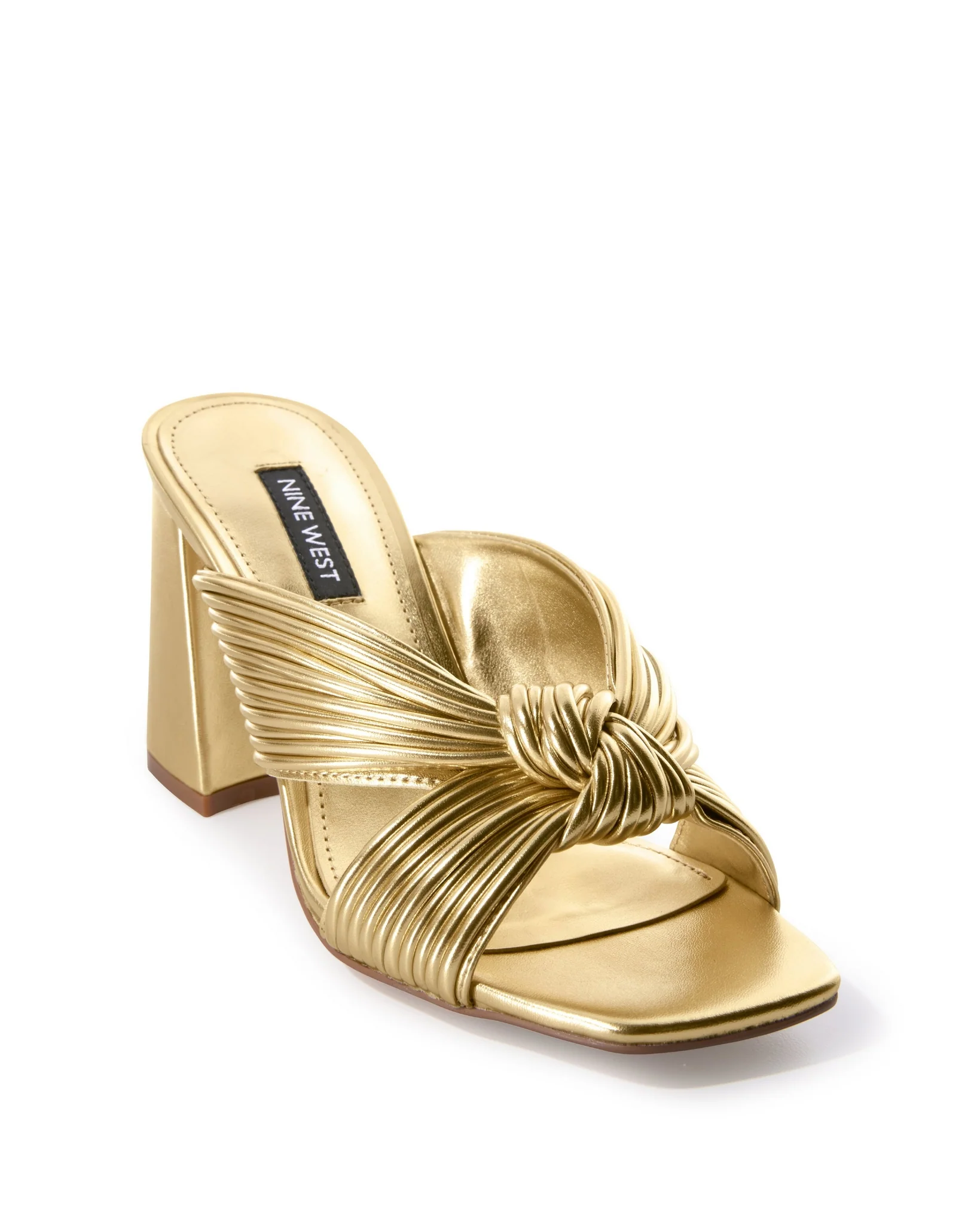 Knotted Block Heel Sandal Gold - Mycitystee