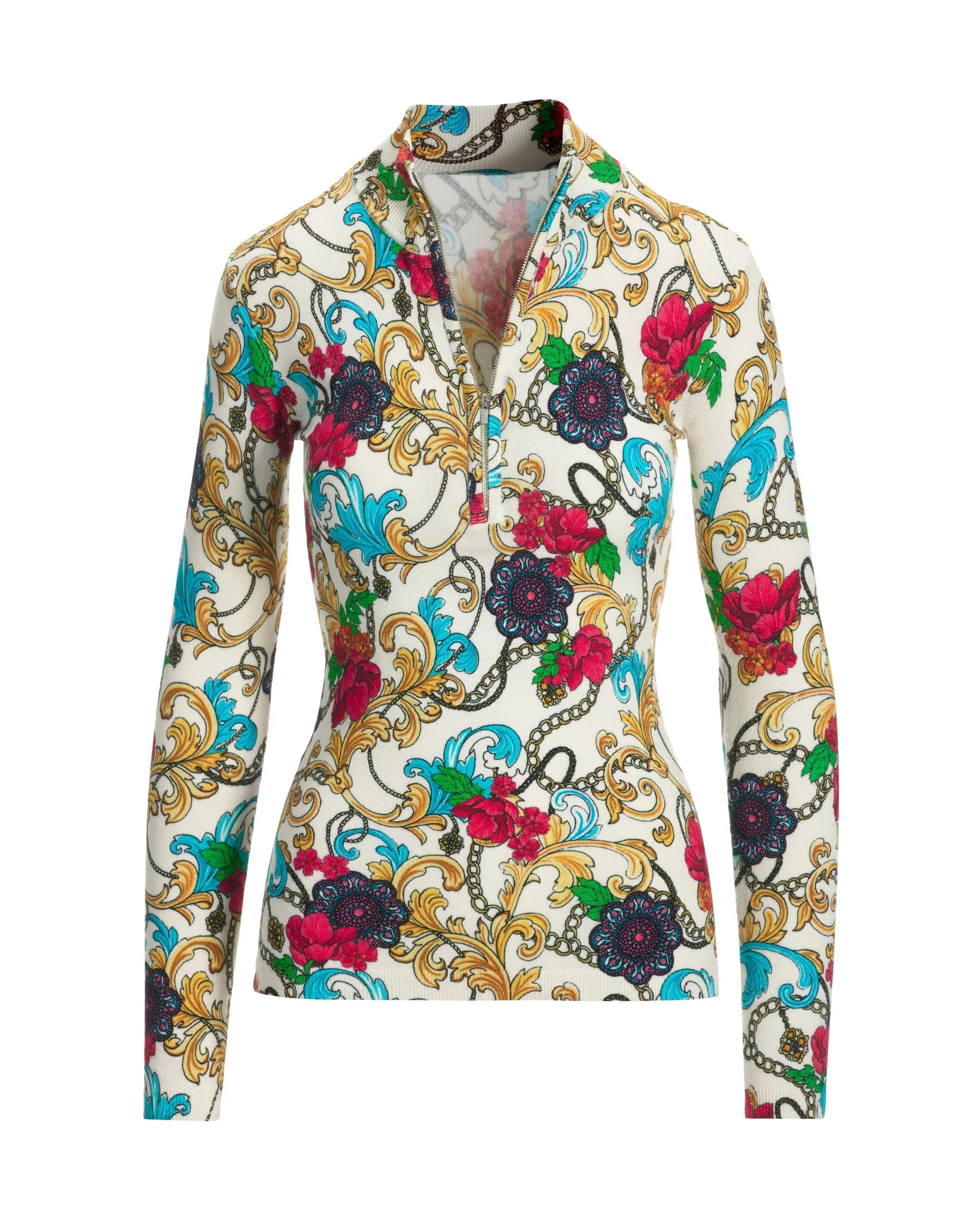 Medallion Chains Half-Zip Sweater Multi - Mycitystee