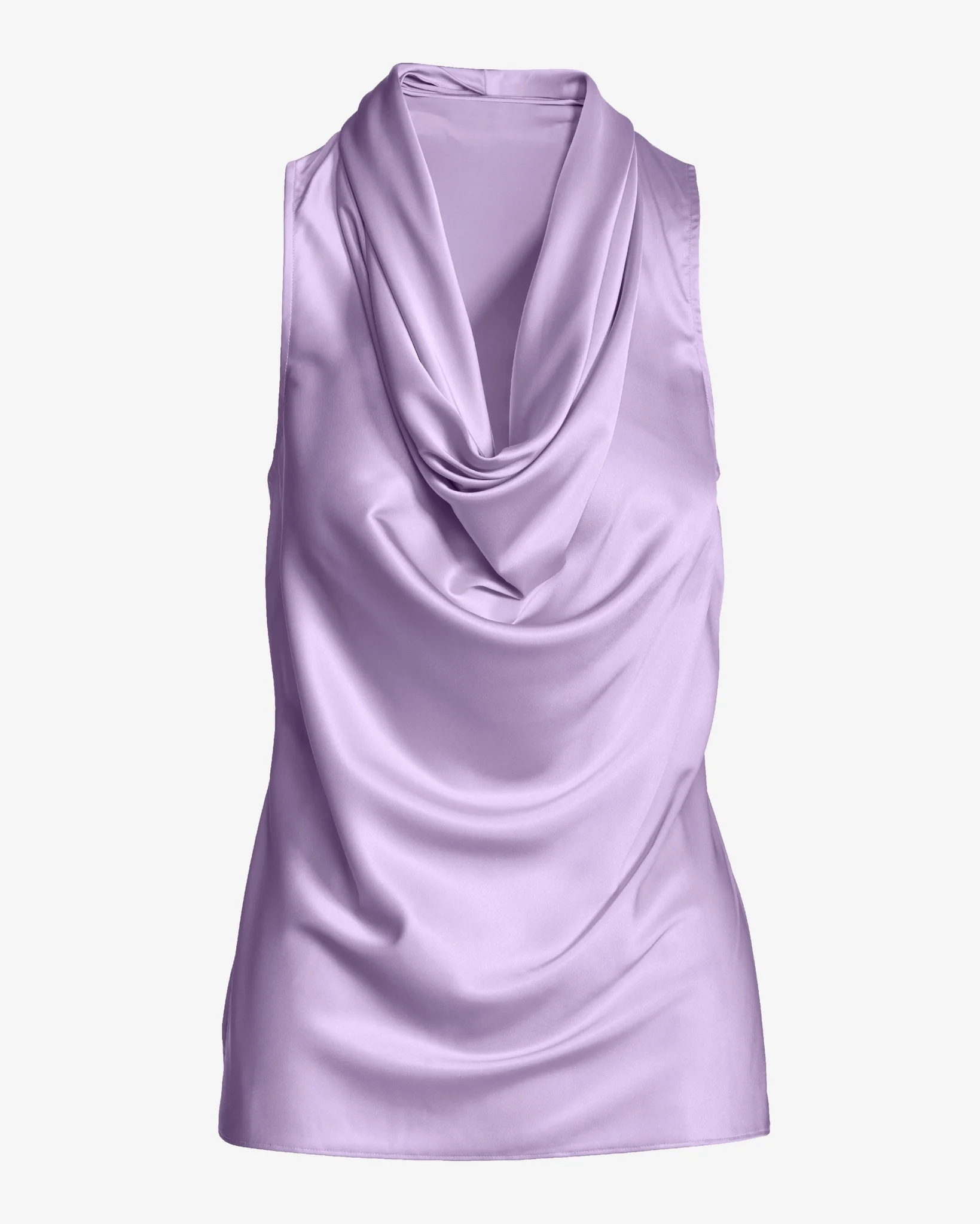 Marilyn Cowl-Neck Charmeuse Blouse Pastel Lilac - Mycitystee