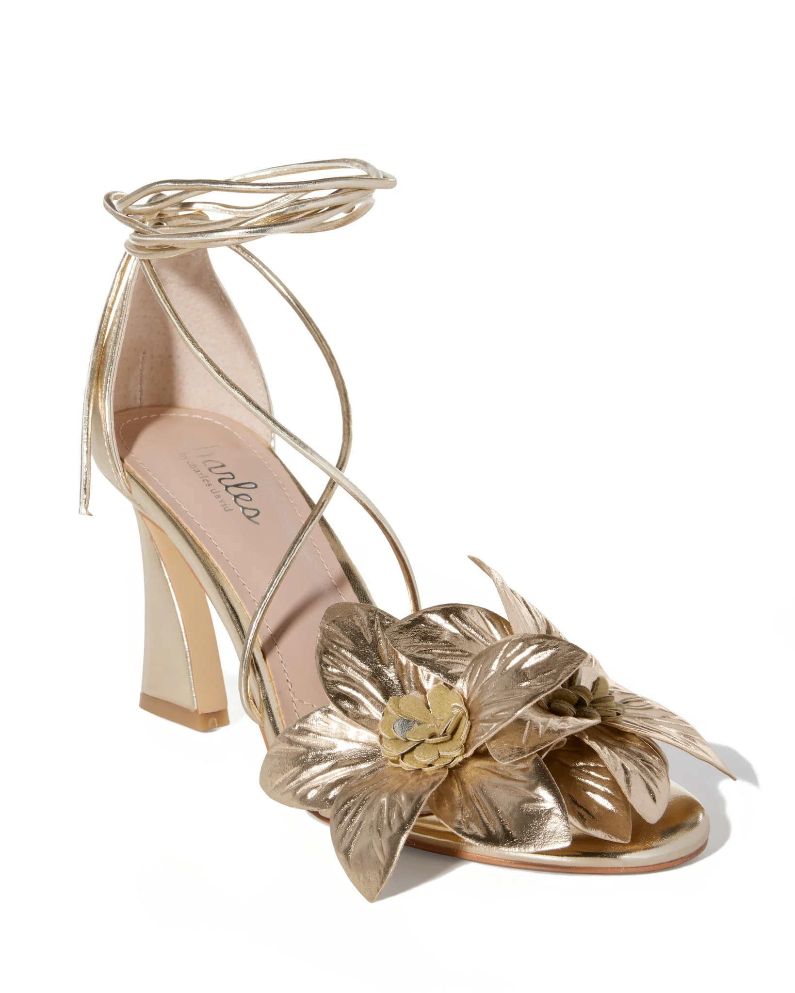 Floral Lace Up Heel Gold - Mycitystee