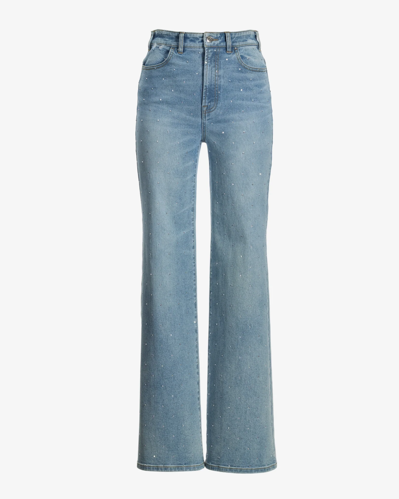 Malibu Scattered Sparkle Wide Leg Jean Light Wash/Silver - Mycitystee