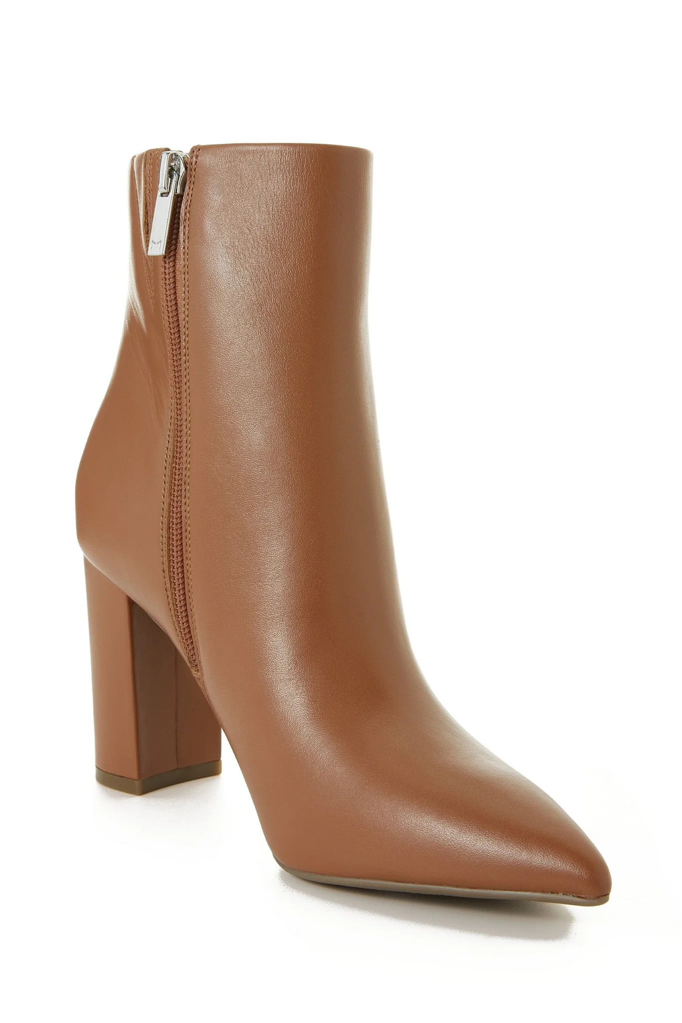 Short Side Zip Leather Bootie Cognac - Mycitystee