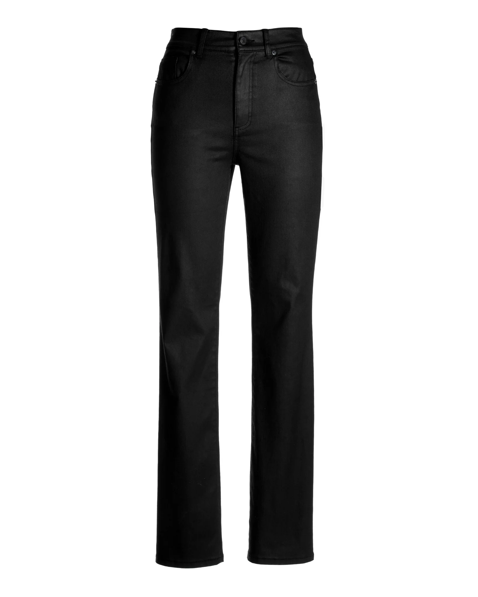 Newport High Rise Coated Slim Straight Jean Black - Mycitystee