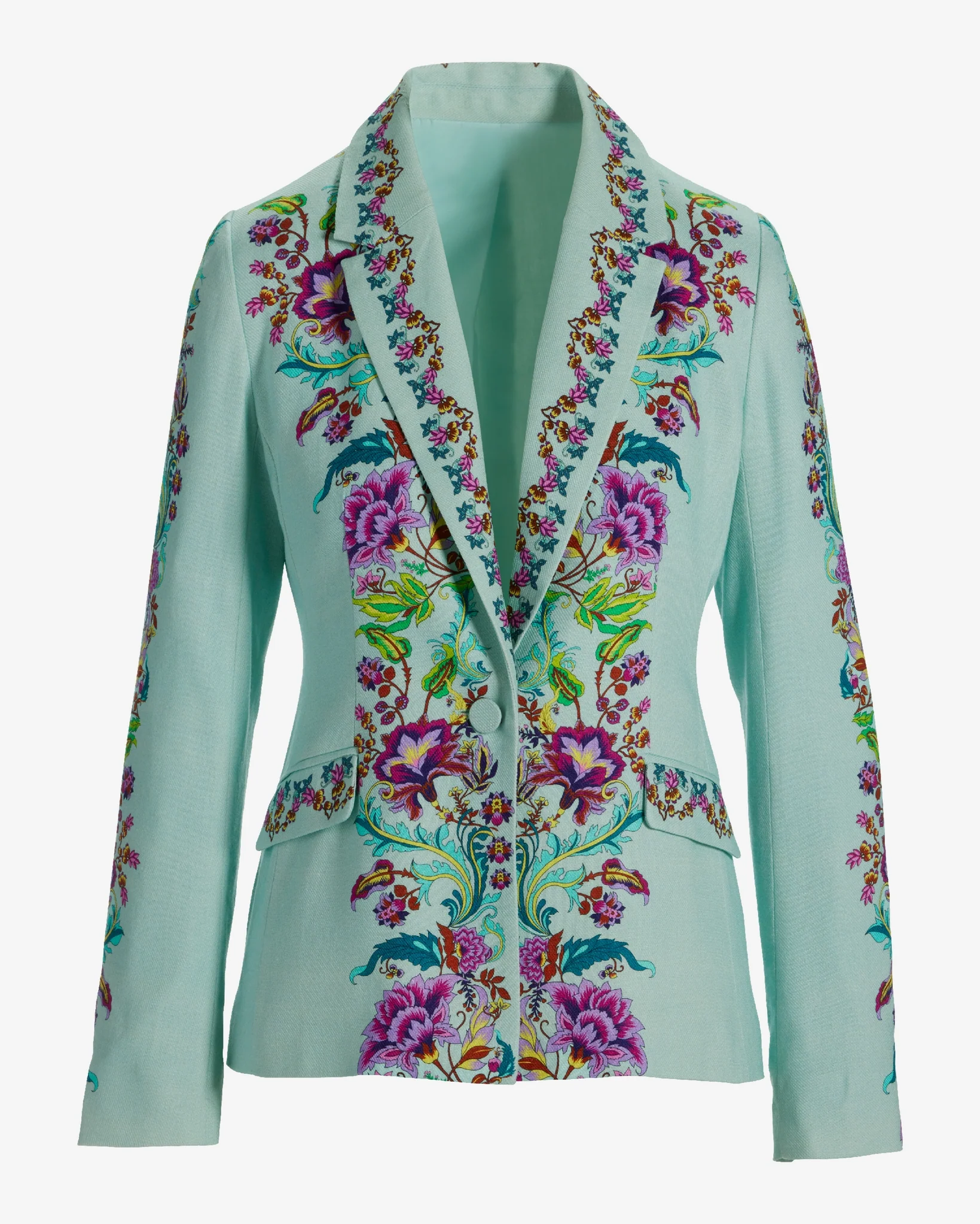 Viney Florals Placed Print Single Button Blazer Viney Florals - Mycitystee