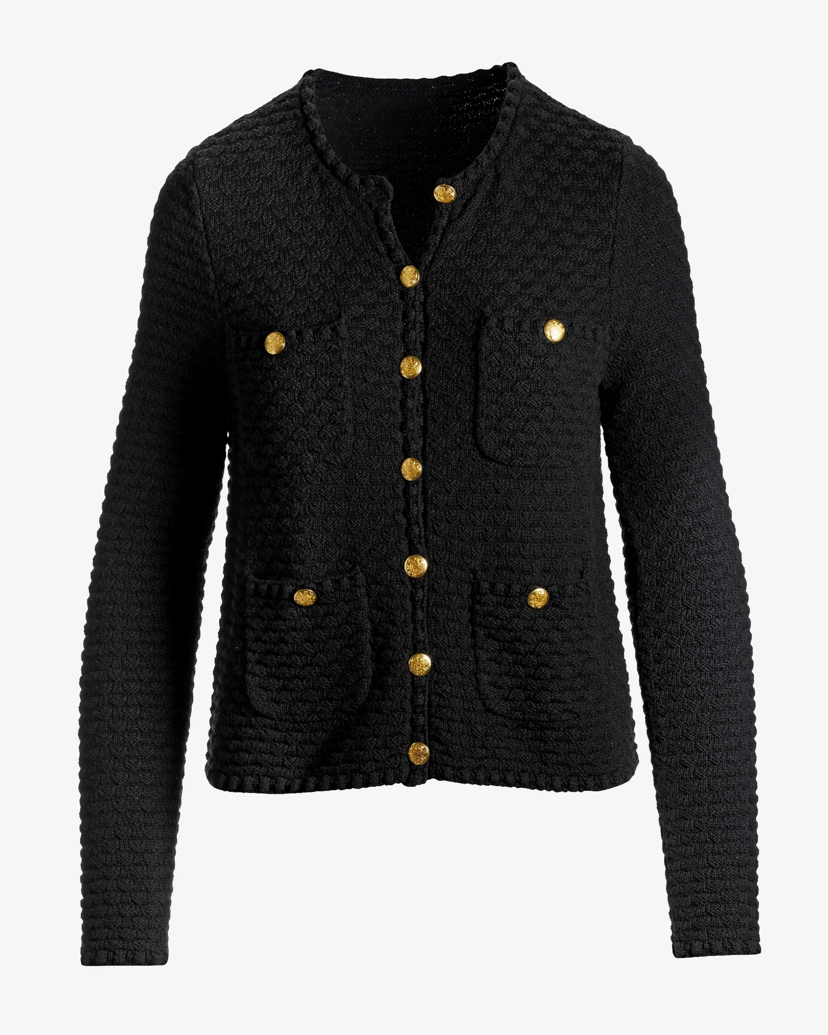 Button Detail Pocket Sweater Cardigan Black - Mycitystee