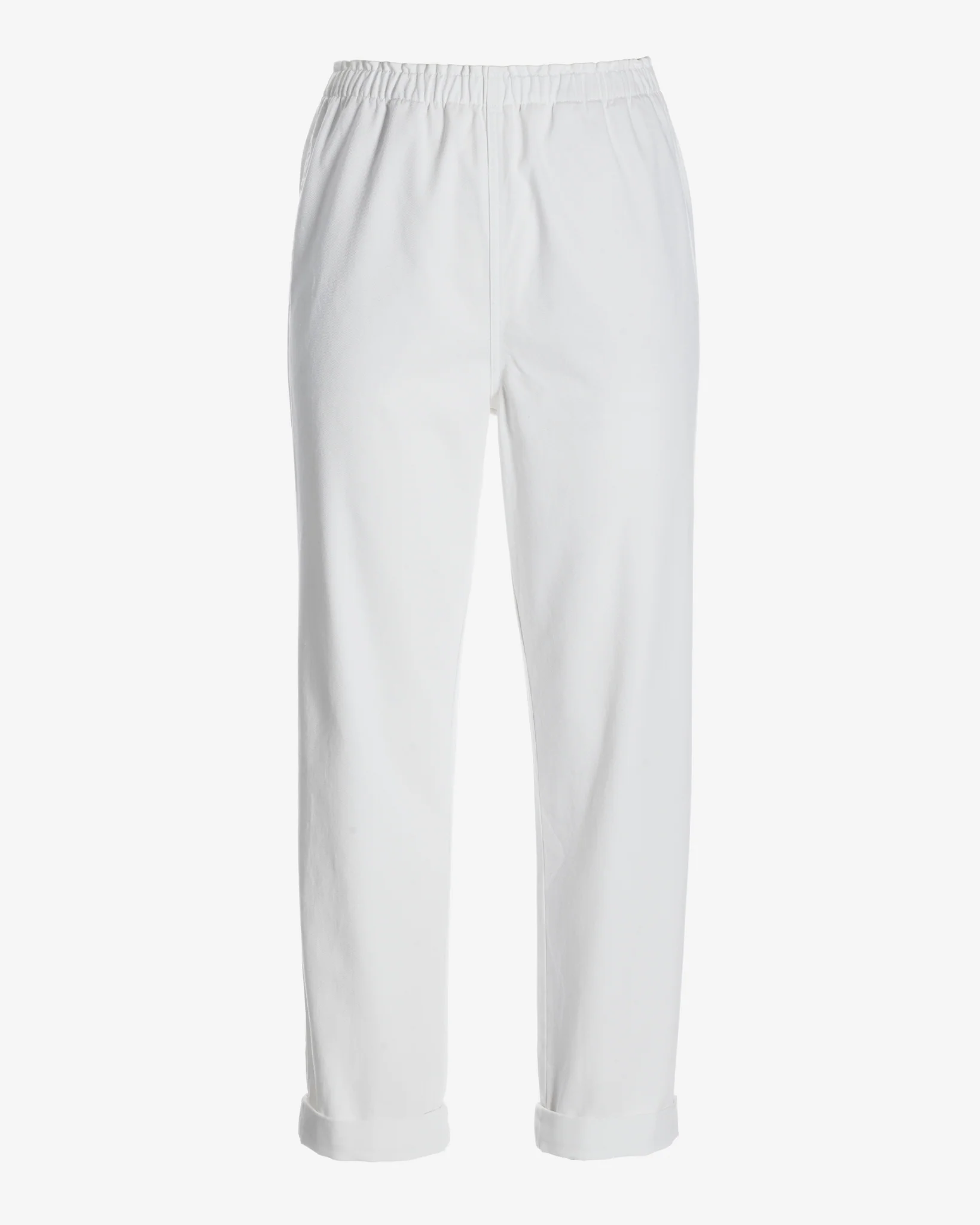 Sedona Pull On Rolled Cuff Straight Leg Pants White - Mycitystee