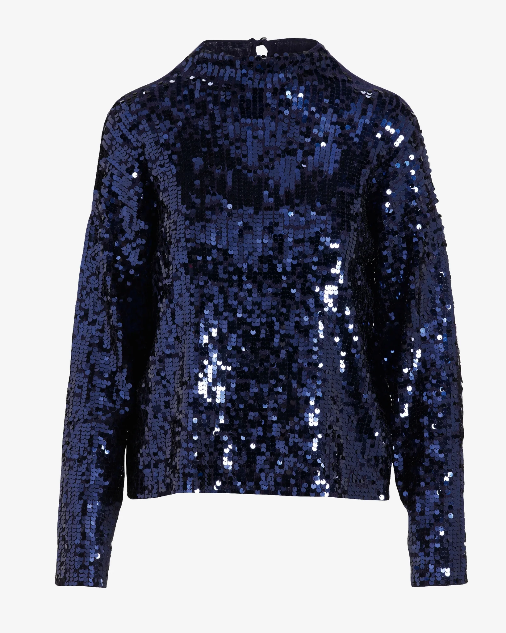 All Over Sequin Mock Neck Sweater Evening Blue - Mycitystee