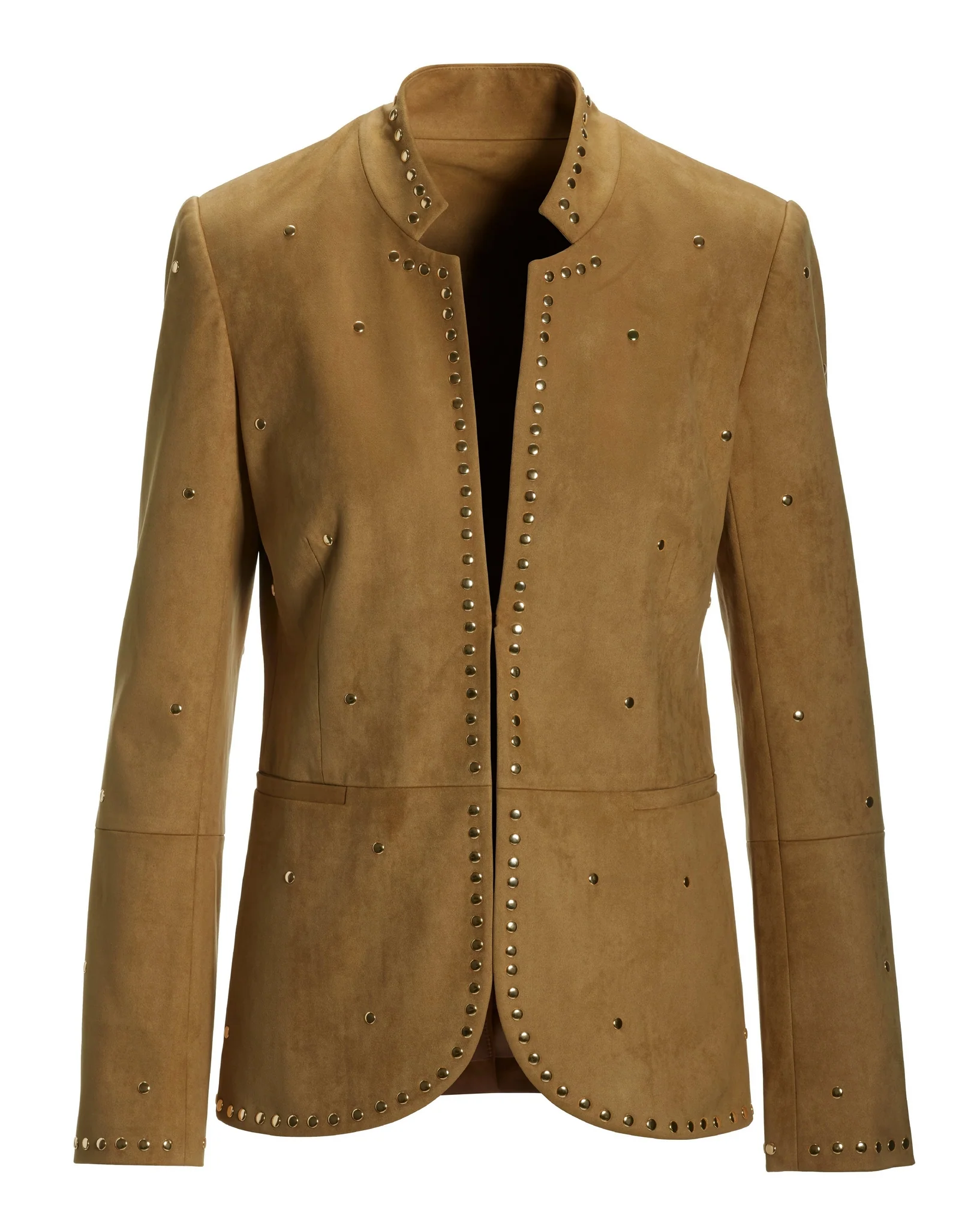 Faux Suede Studded Utility Jacket Cognac - Mycitystee