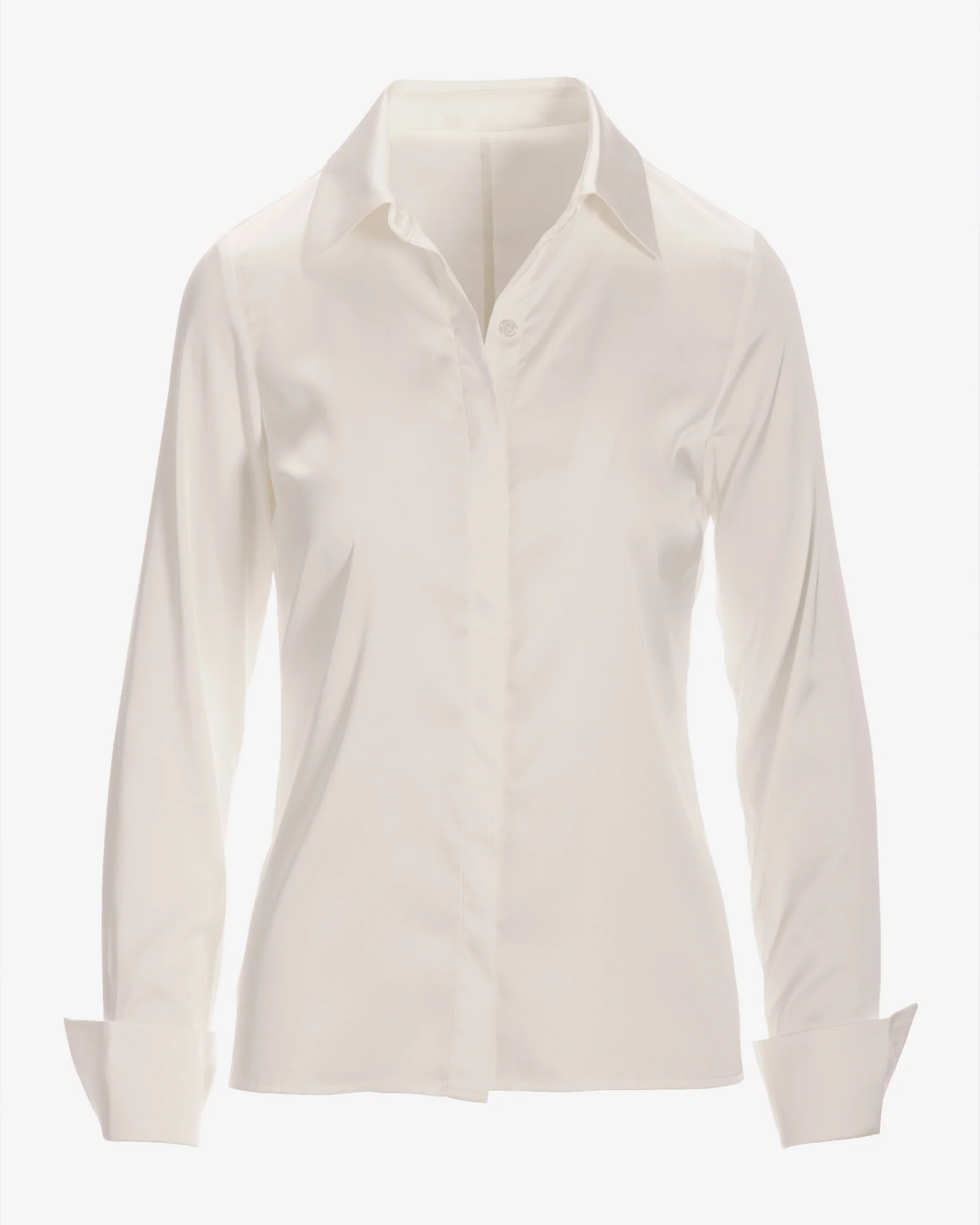 Sophia Button-Up Charmeuse Blouse Off White - Mycitystee