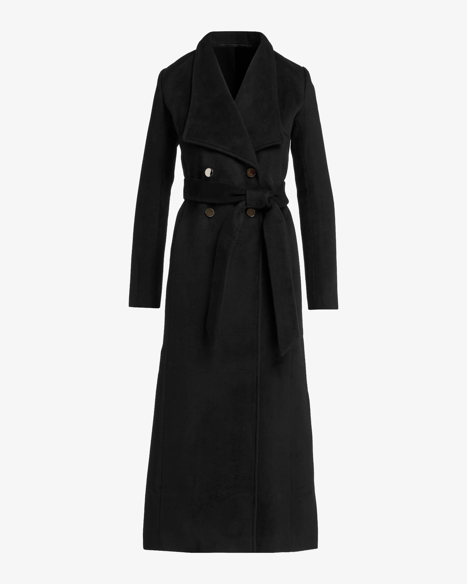 Luxe Shawl Collar Full Length Double Breasted Coat Black - Mycitystee