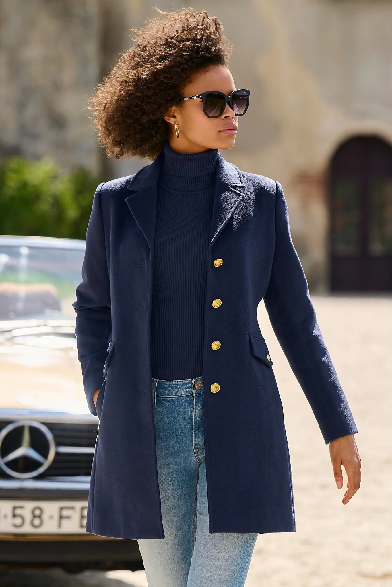 Classic Tailored Coat Navy - Mycitystee