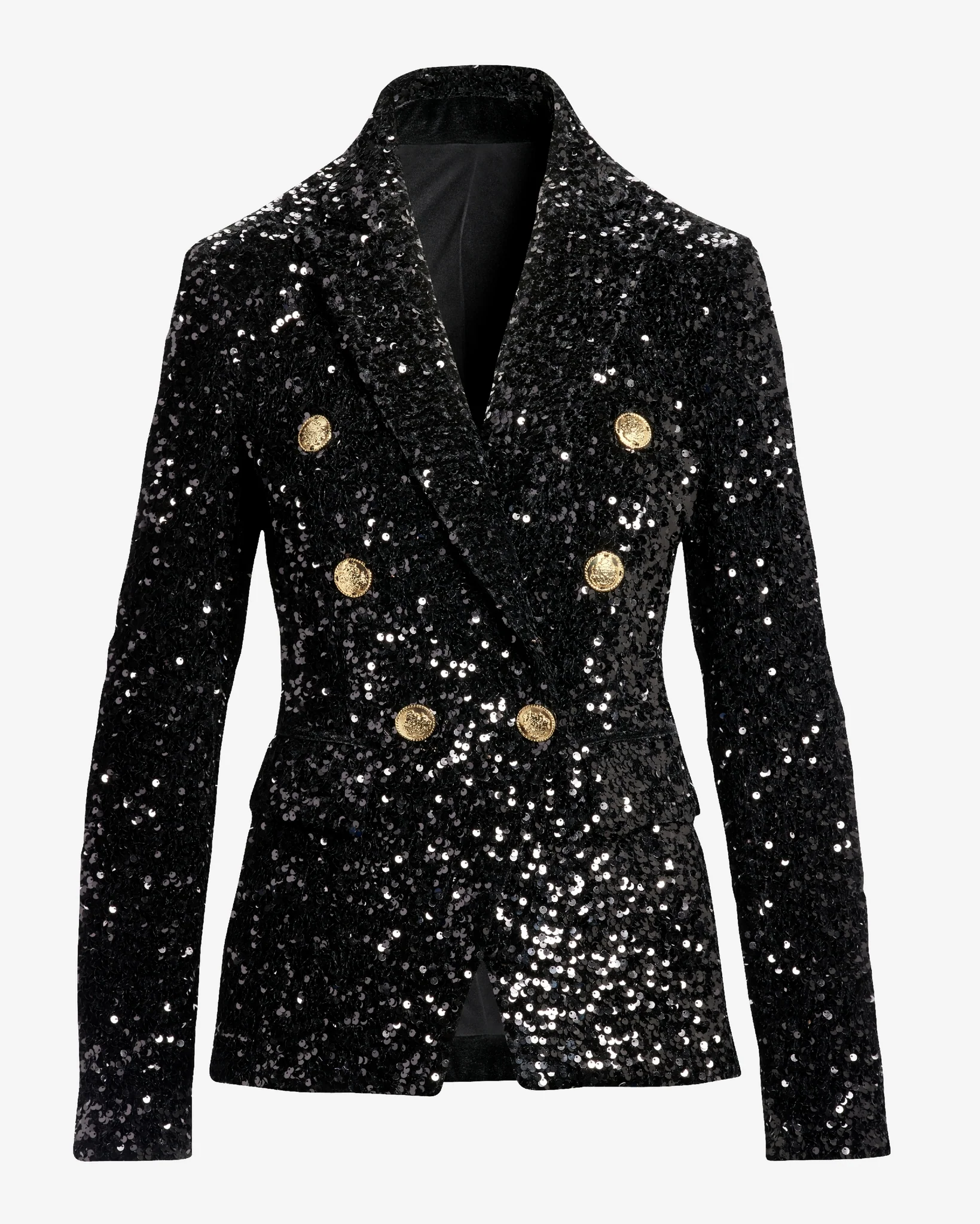 Sequin Double Breasted Blazer Black - Mycitystee