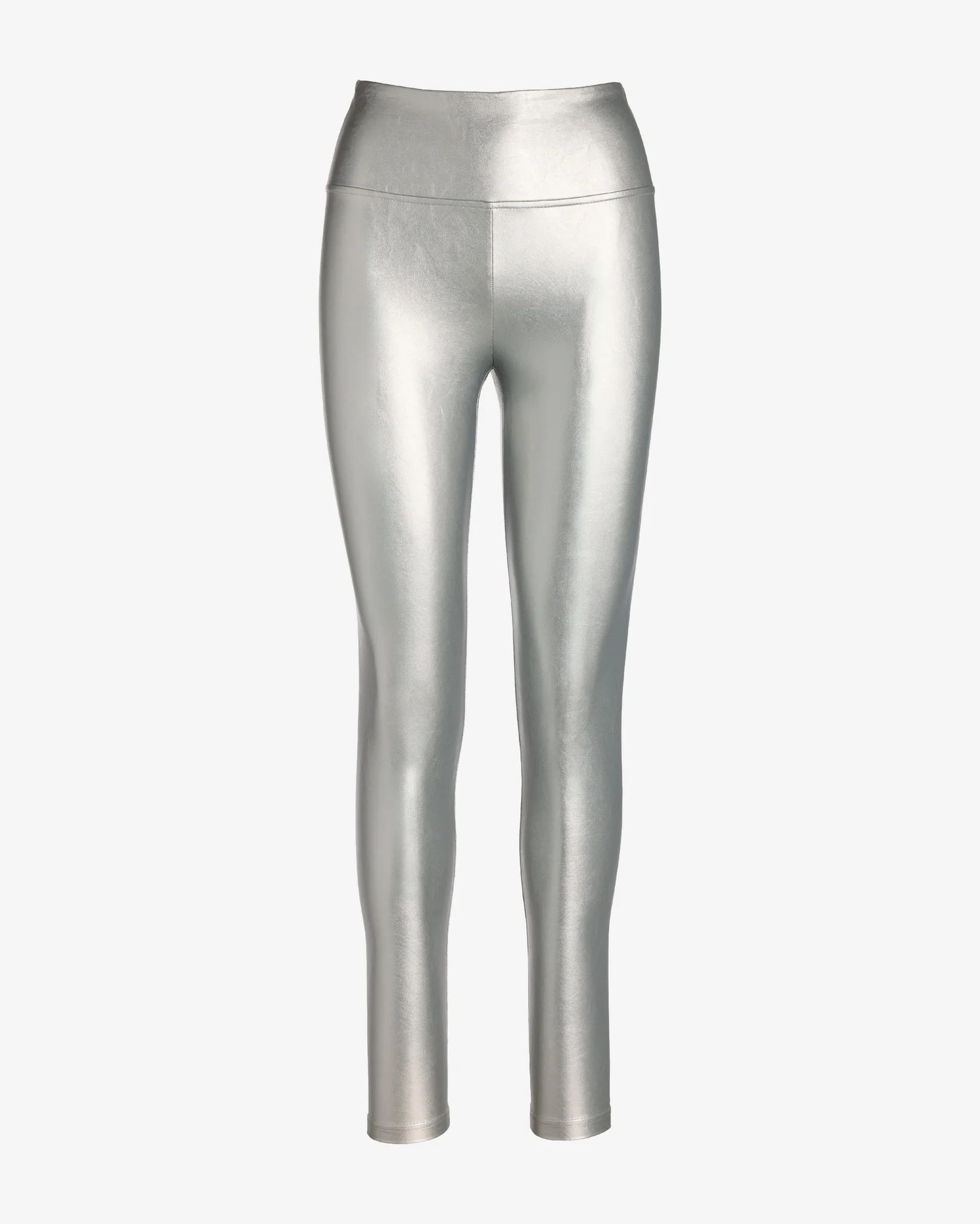 Aspen Faux Leather Pull On Legging Silver - Mycitystee