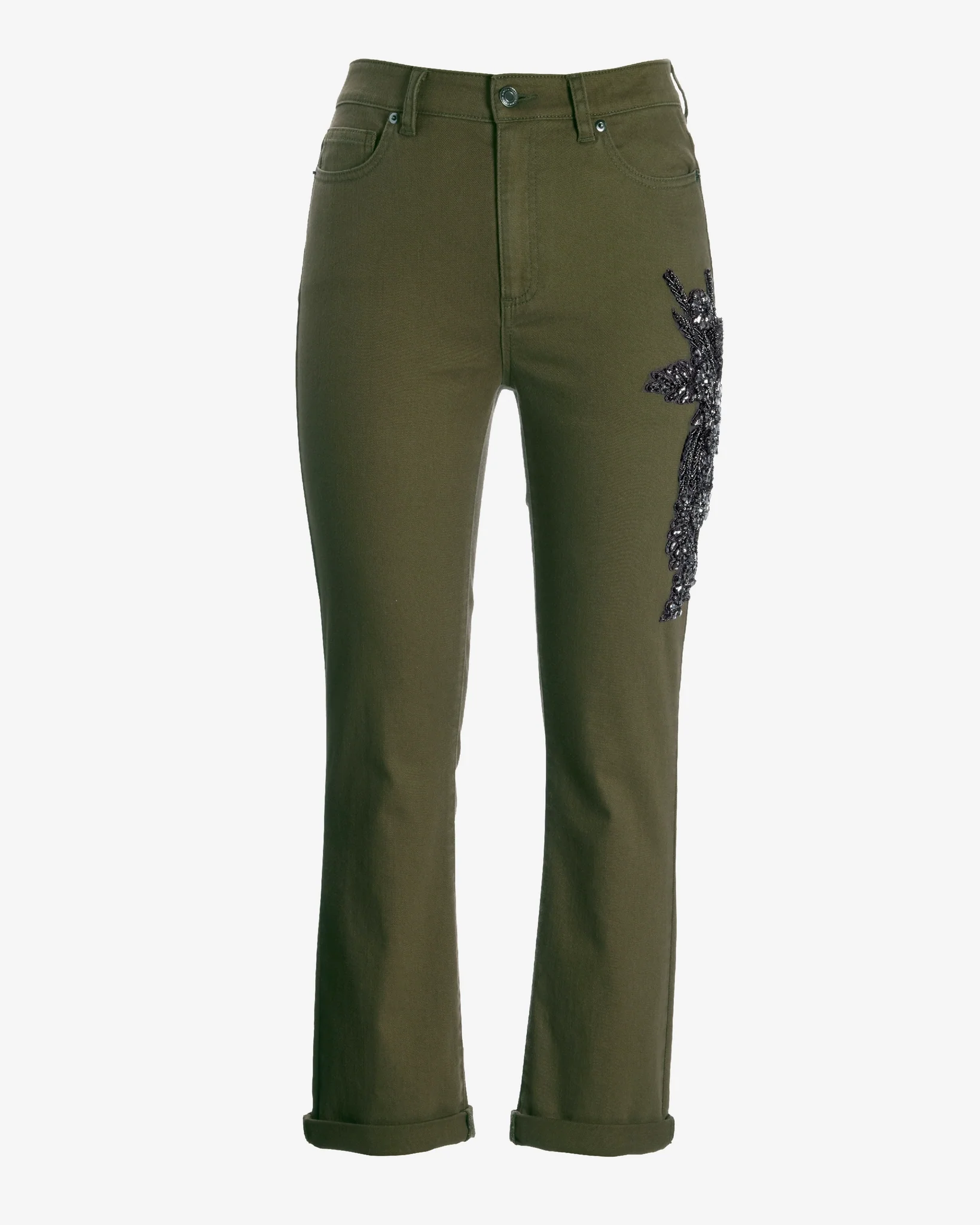 Newport Crystal Trim Tonal Jean Olive - Mycitystee