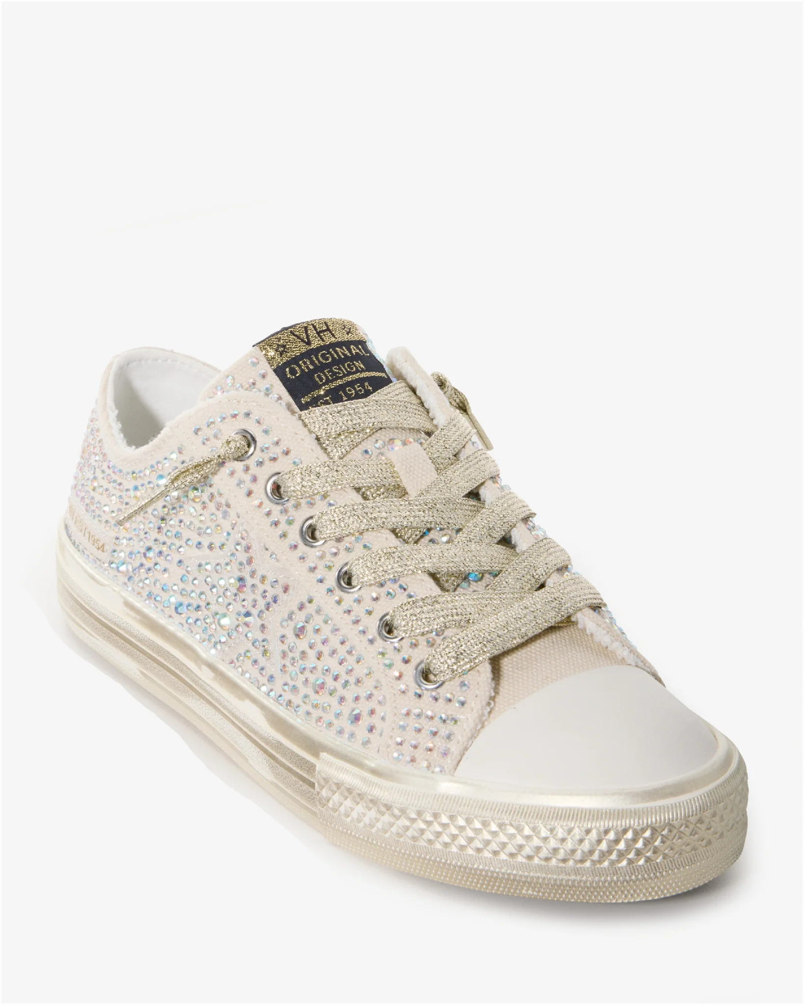 Rhinestone Embellished Sneaker Gold - Mycitystee