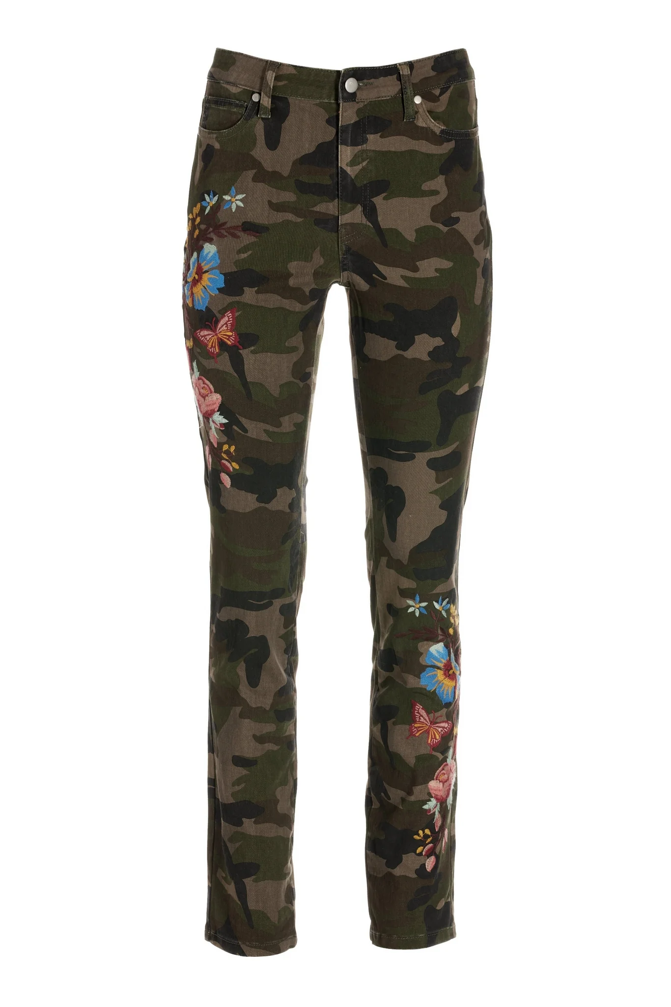 Embroidered Camo 5 Pocket Jean Green Multi - Mycitystee