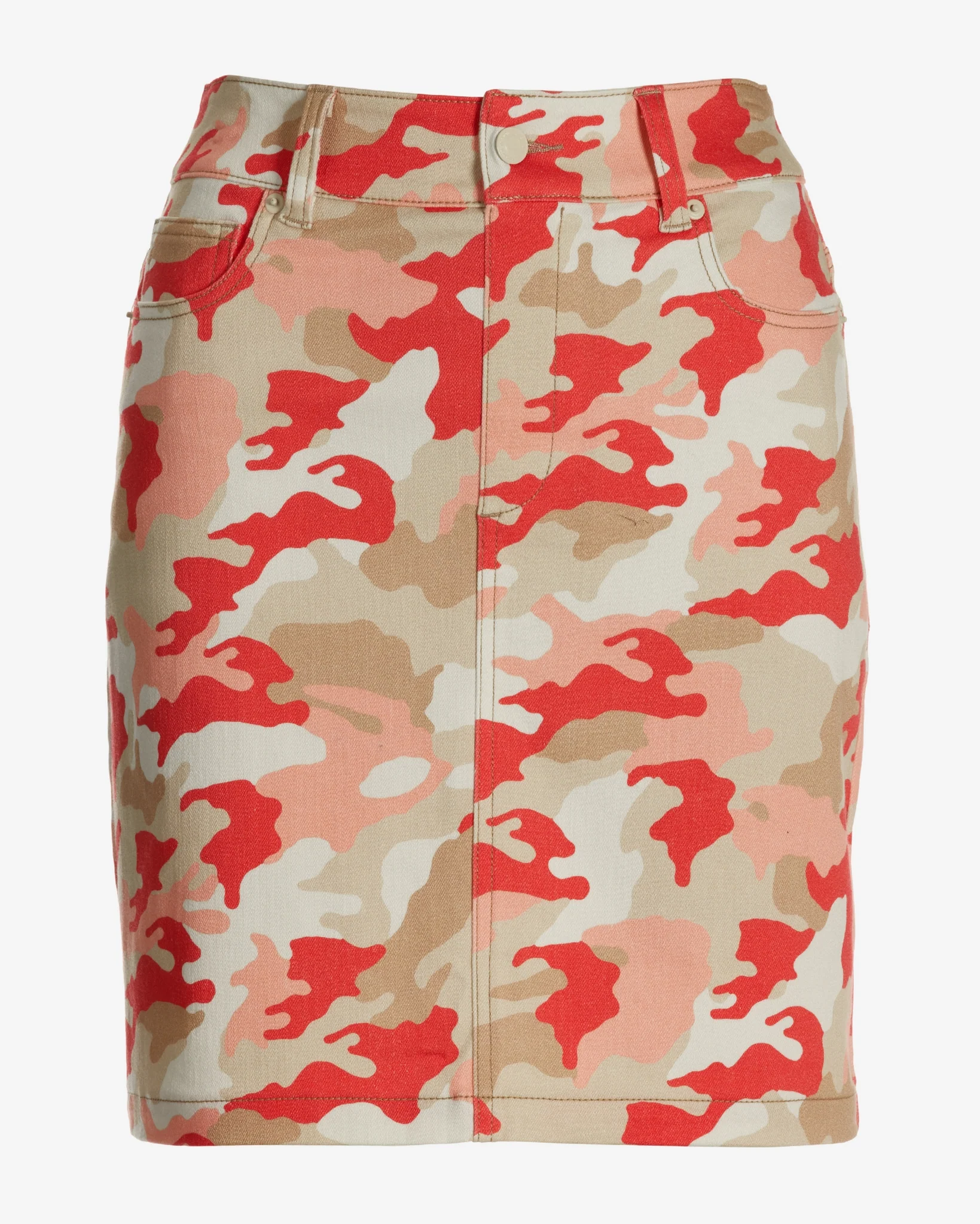 Chic Camo Print Proper Pull On Denim Skort Pink - Mycitystee