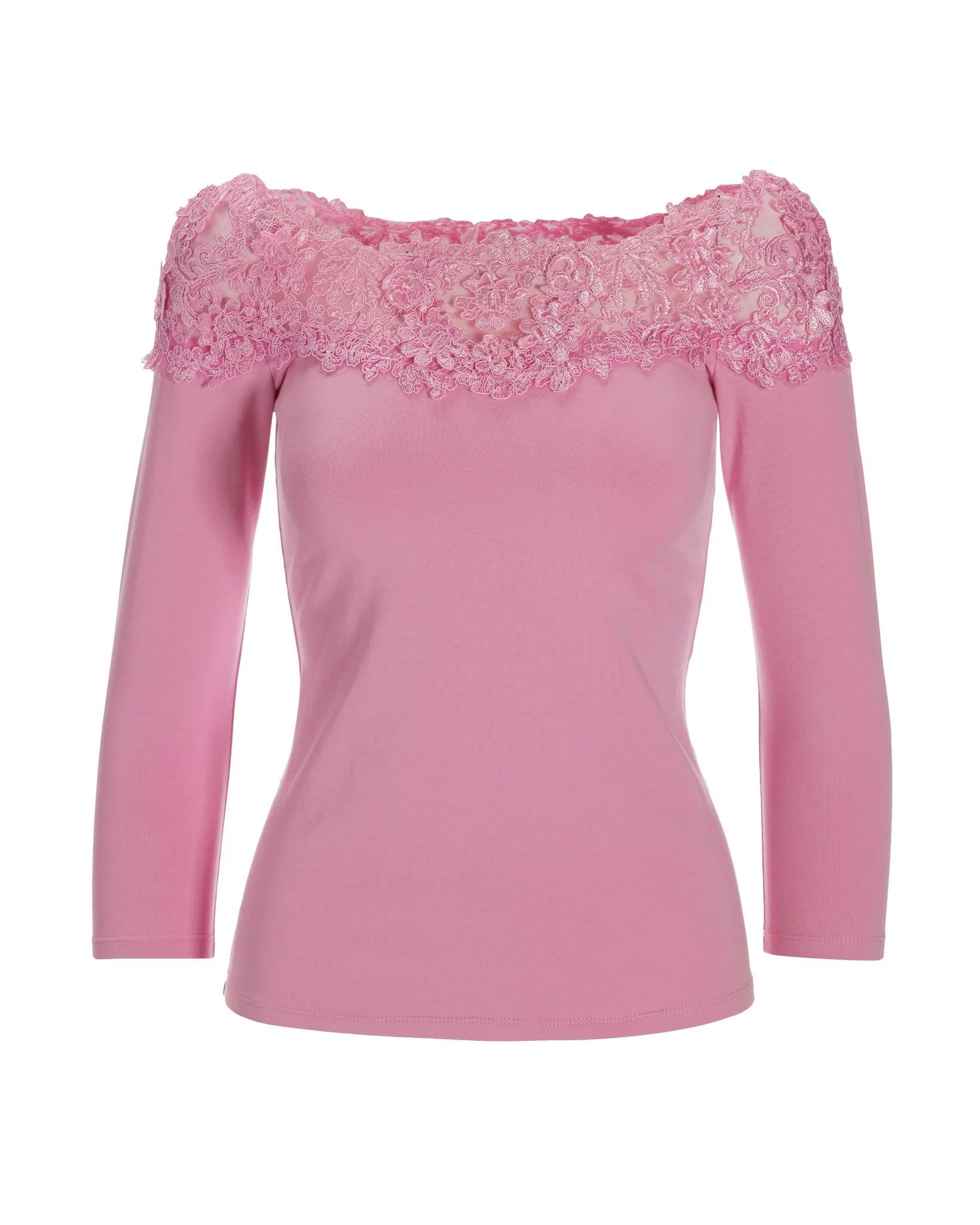 Lace Illusion Knit Top Pink - Mycitystee