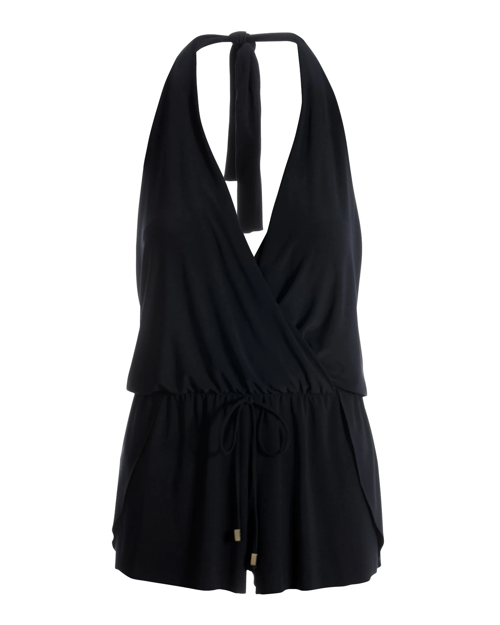 Halter-Neck Swim Romper Black - Mycitystee