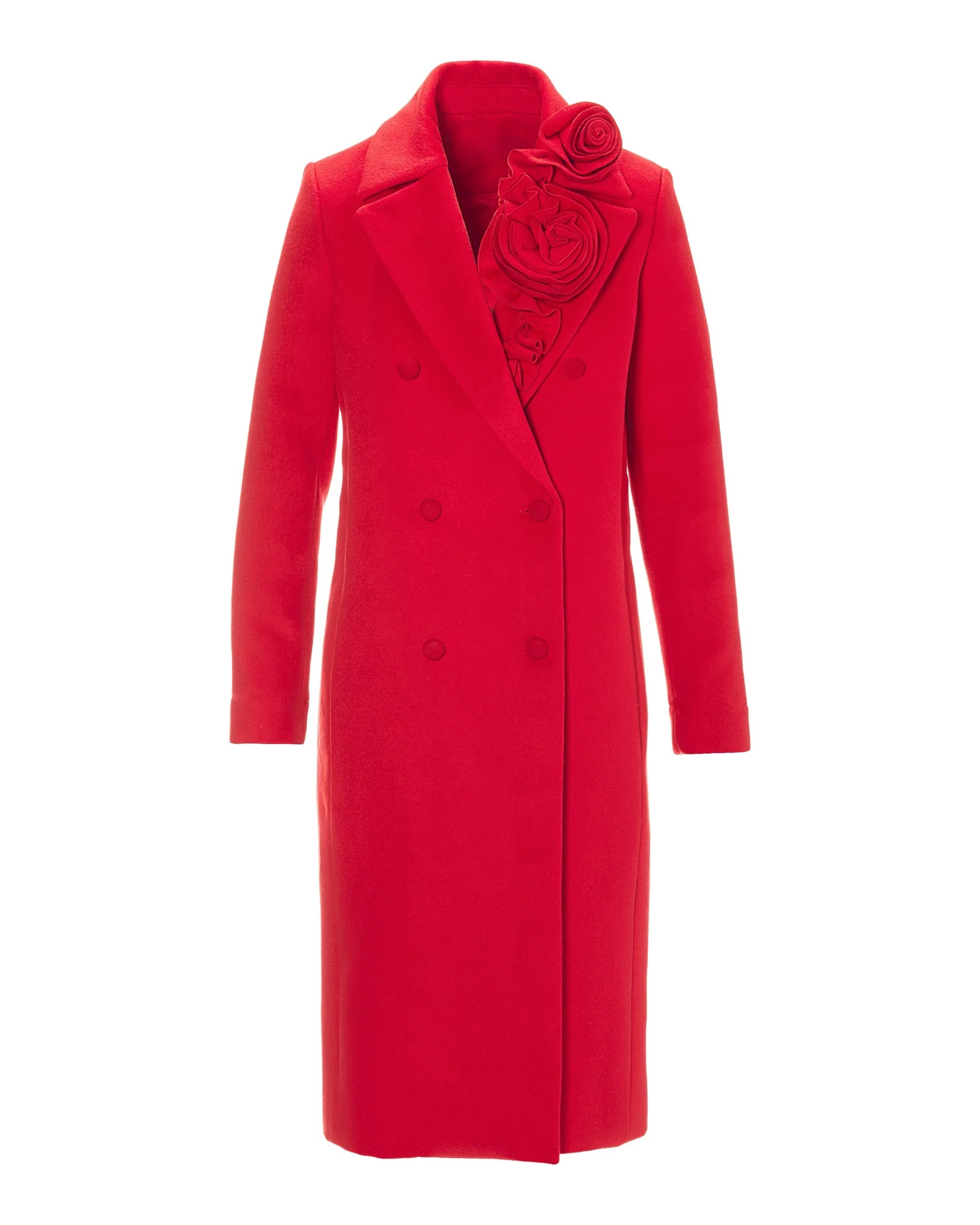 Rosette Mid Length Tailored Coat Red - Mycitystee