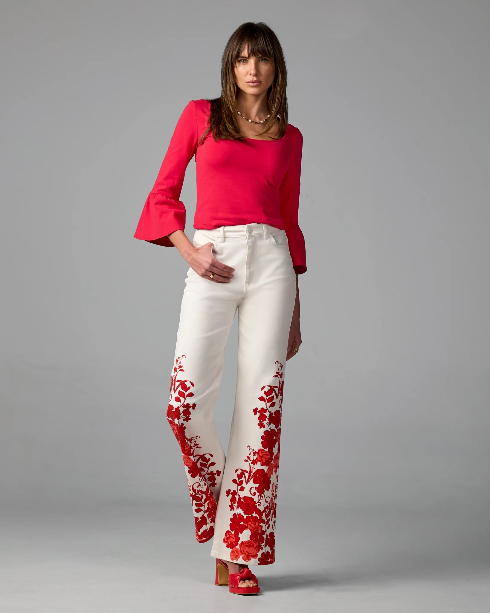 Malibu High Rise Print Wide Leg Jean City Chic - Mycitystee