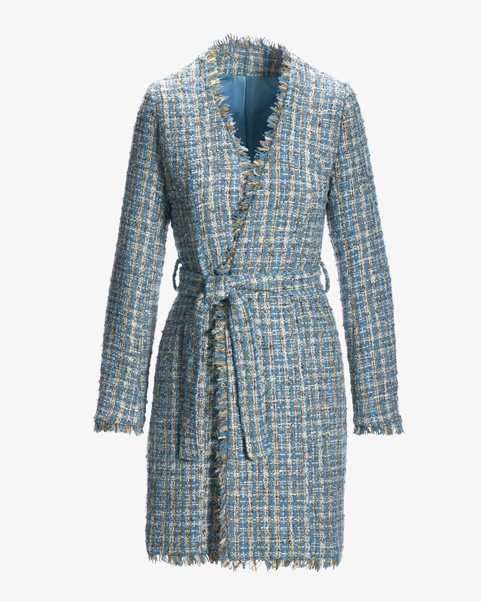 Tweed Wrap Jacket Blue Multi - Mycitystee