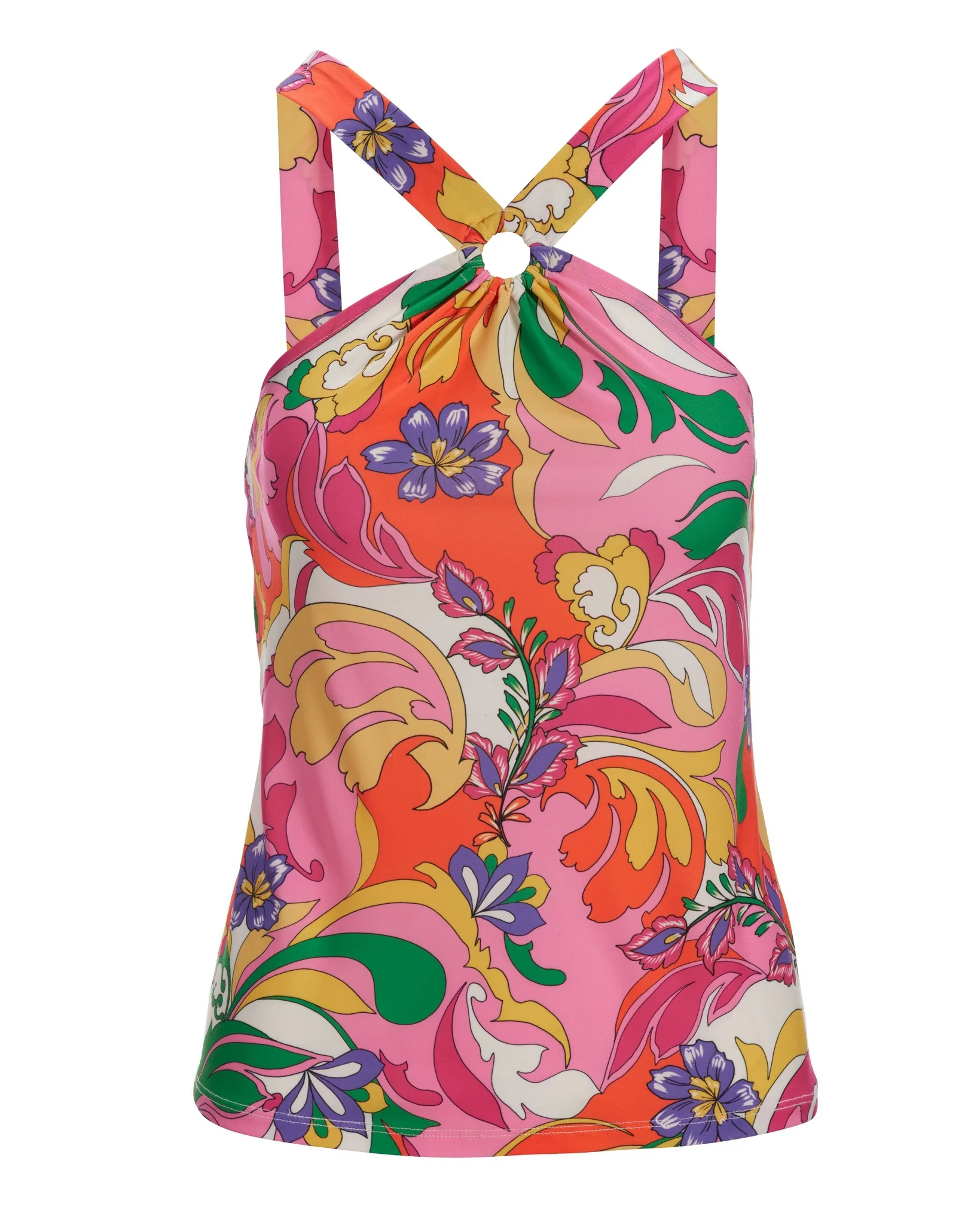 Paris Paisley Ring Halter Knit Top Multi - Mycitystee