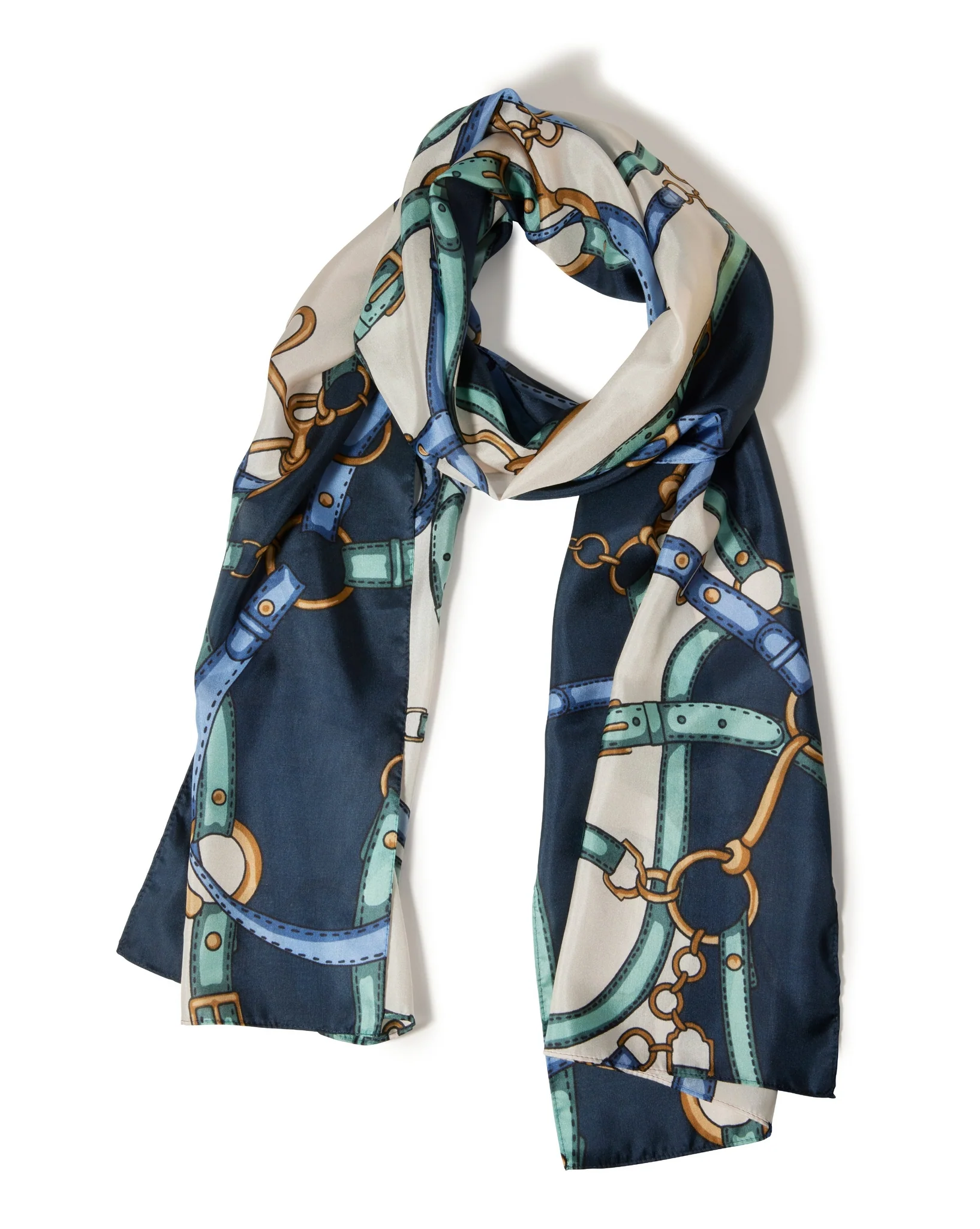 Status Border Print Scarf Blue Multi - Mycitystee