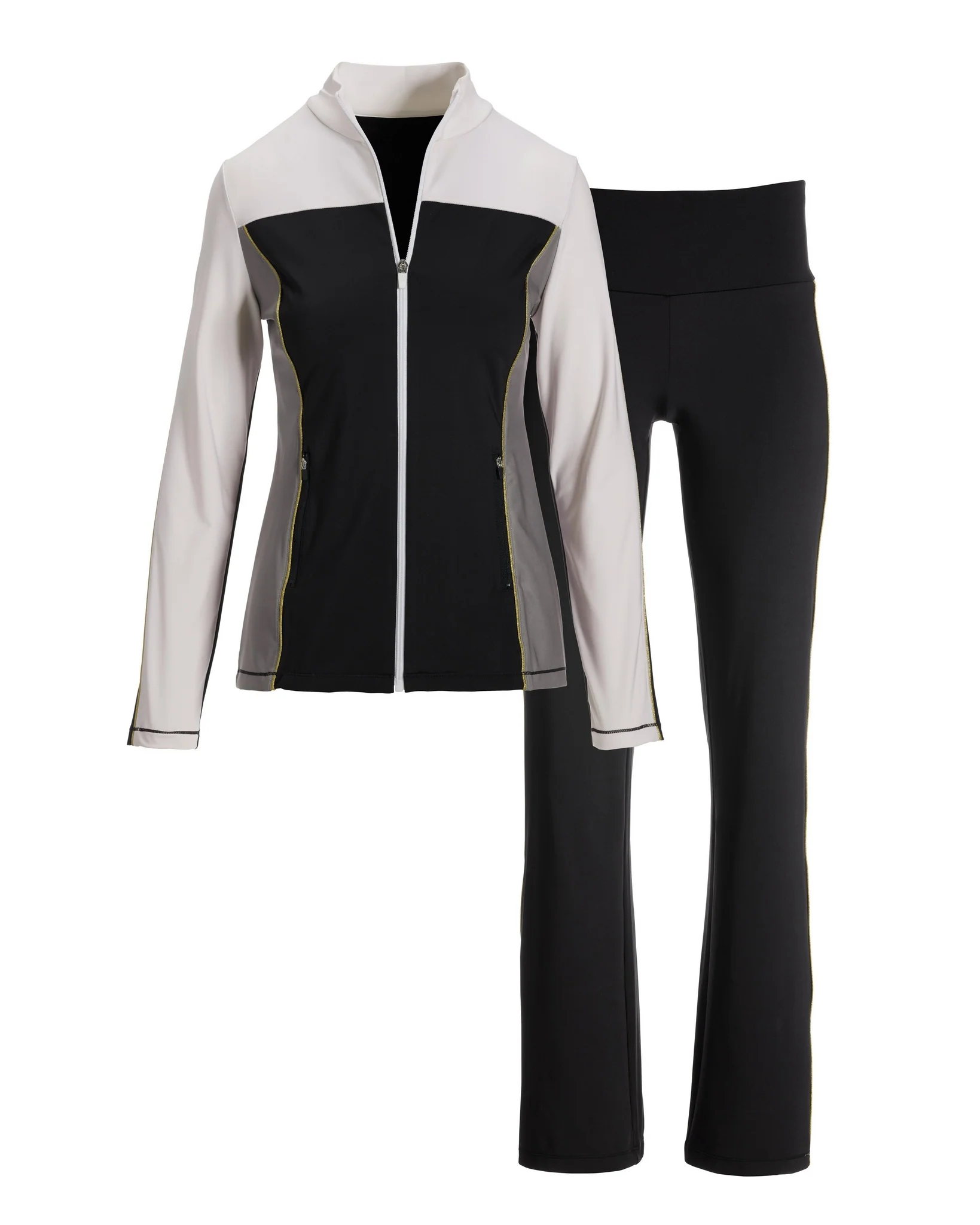 B-Active Color Block Tunic Jacket Set Black/White - Mycitystee