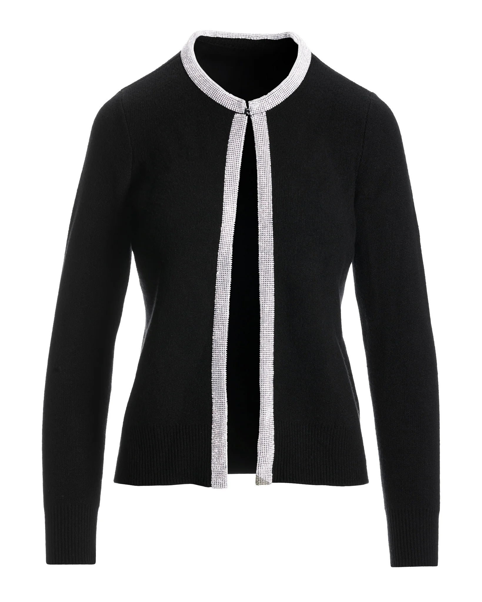 Rhinestone Trim Cardigan Black - Mycitystee