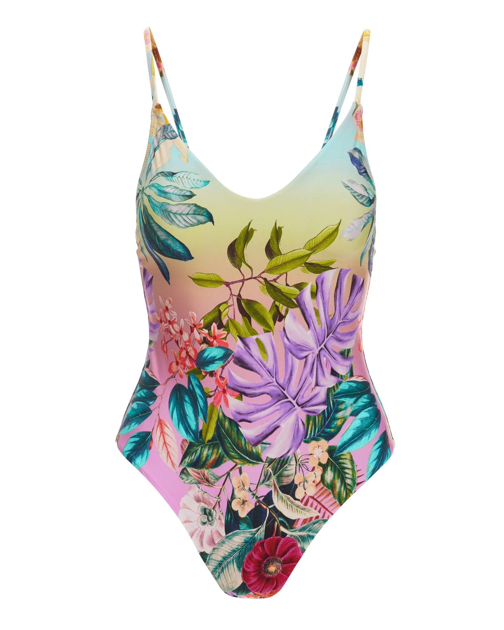 Floral Printed V-Neck One Piece Lilac Multi - Mycitystee