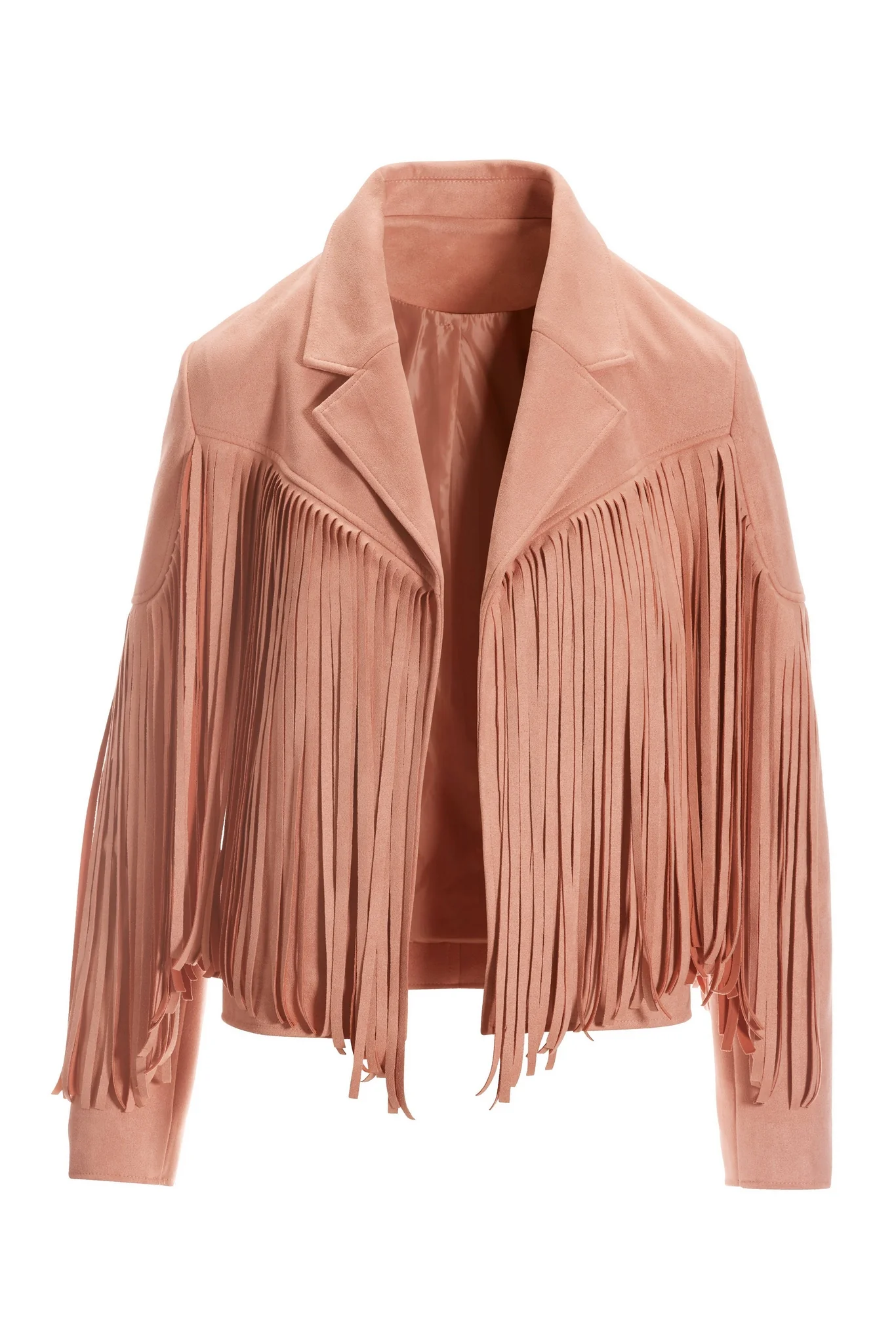 Fringed Faux Suede Jacket Blush - Mycitystee