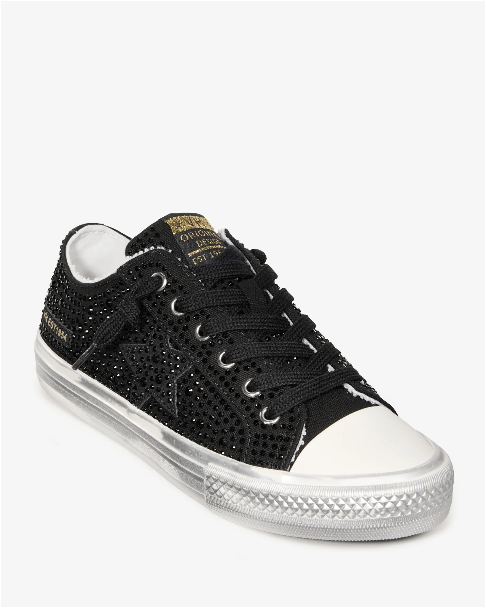 Rhinestone Embellished Sneaker Black - Mycitystee