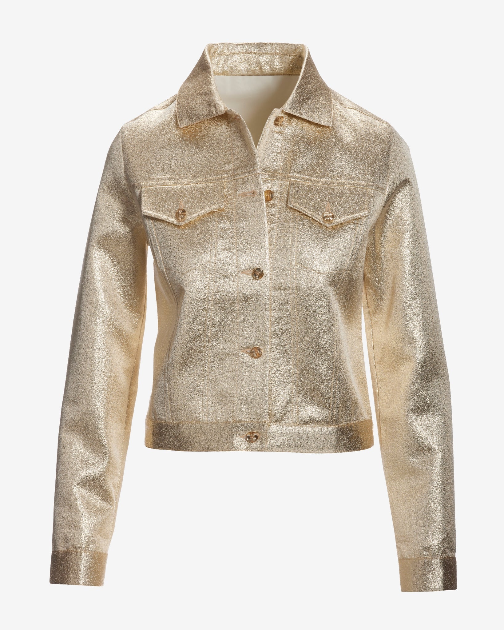 Shimmer Brocade Lightweight Jacket Gold - Mycitystee