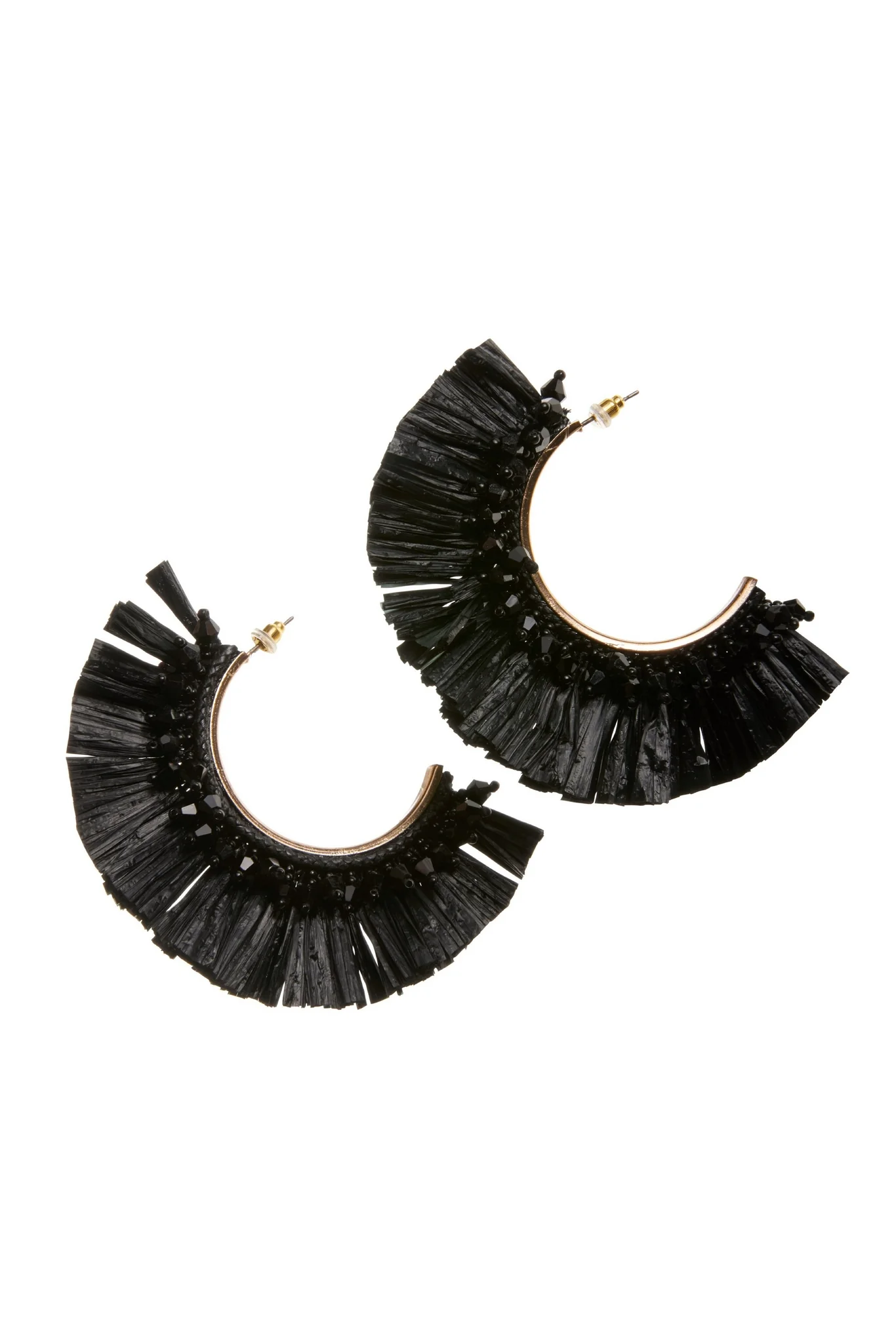 Beaded Raffia Earring Black - Mycitystee