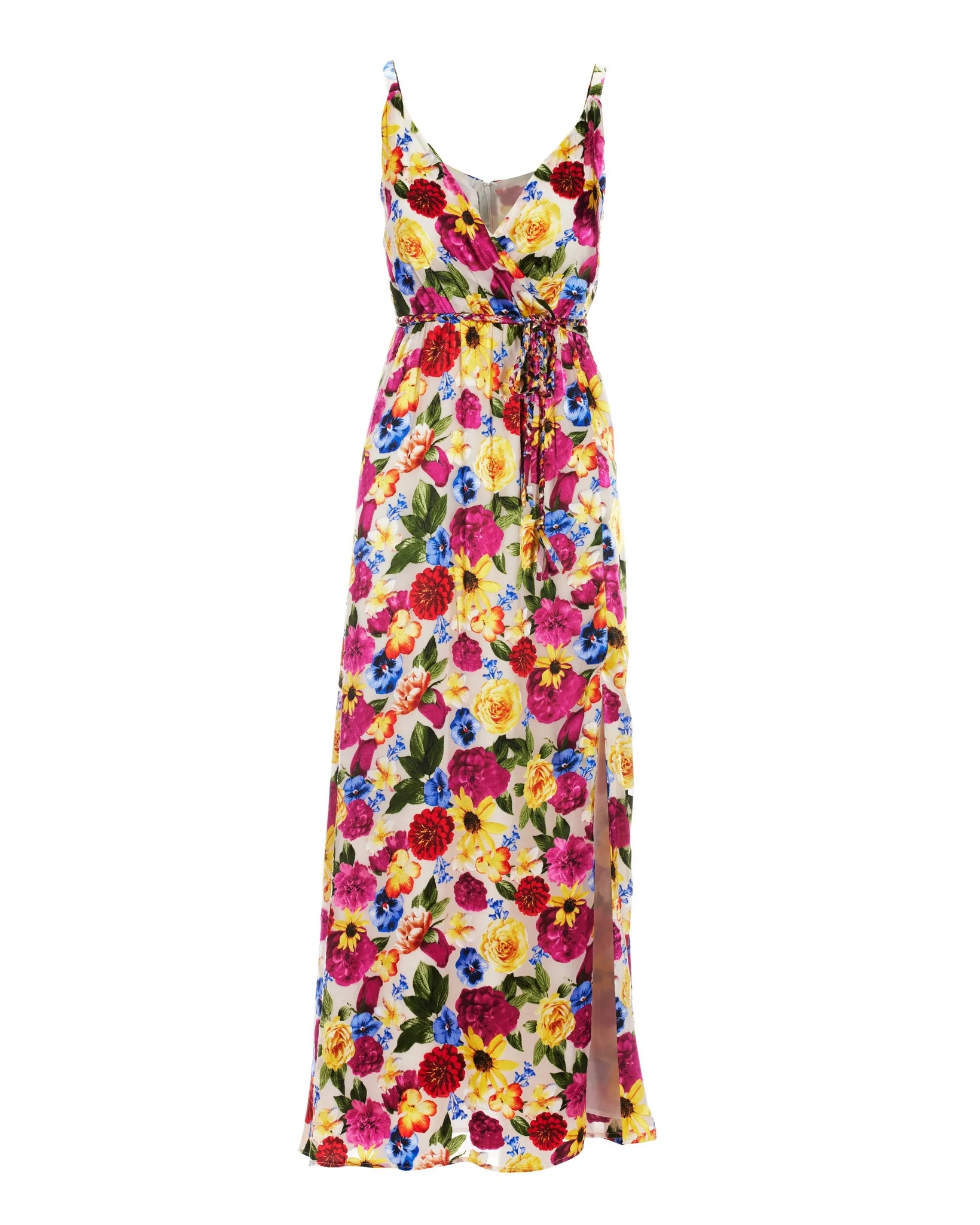 Surplice Burnout Sunflower Maxi Dress Multi - Mycitystee