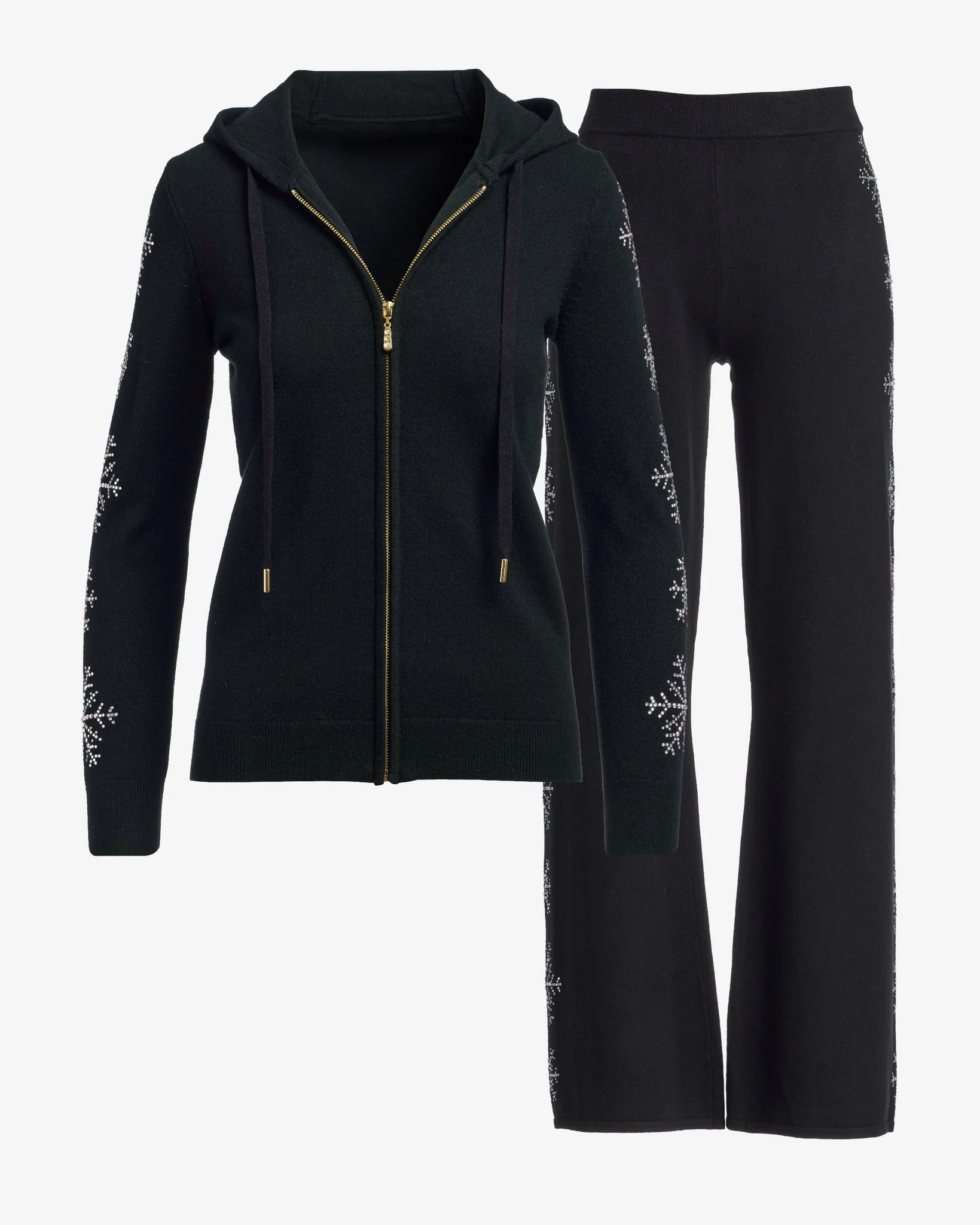 Snowflake Embellished Lounge Set Proper Black - Mycitystee