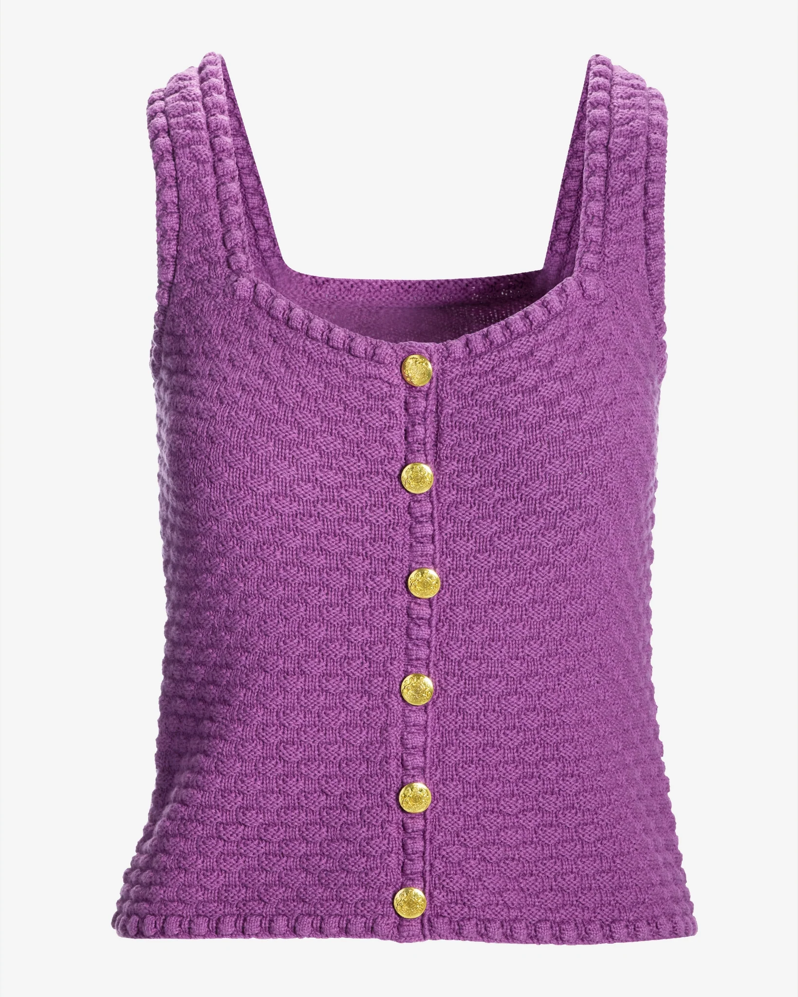 Button Detail Sweater Tank Amethyst Orchid - Mycitystee
