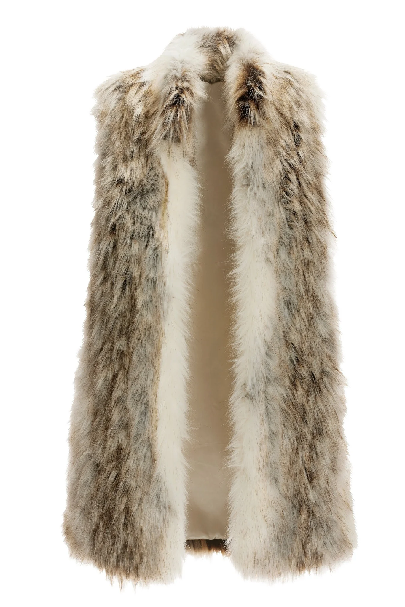 Neutral Faux Fur Vest Brown Multi - Mycitystee