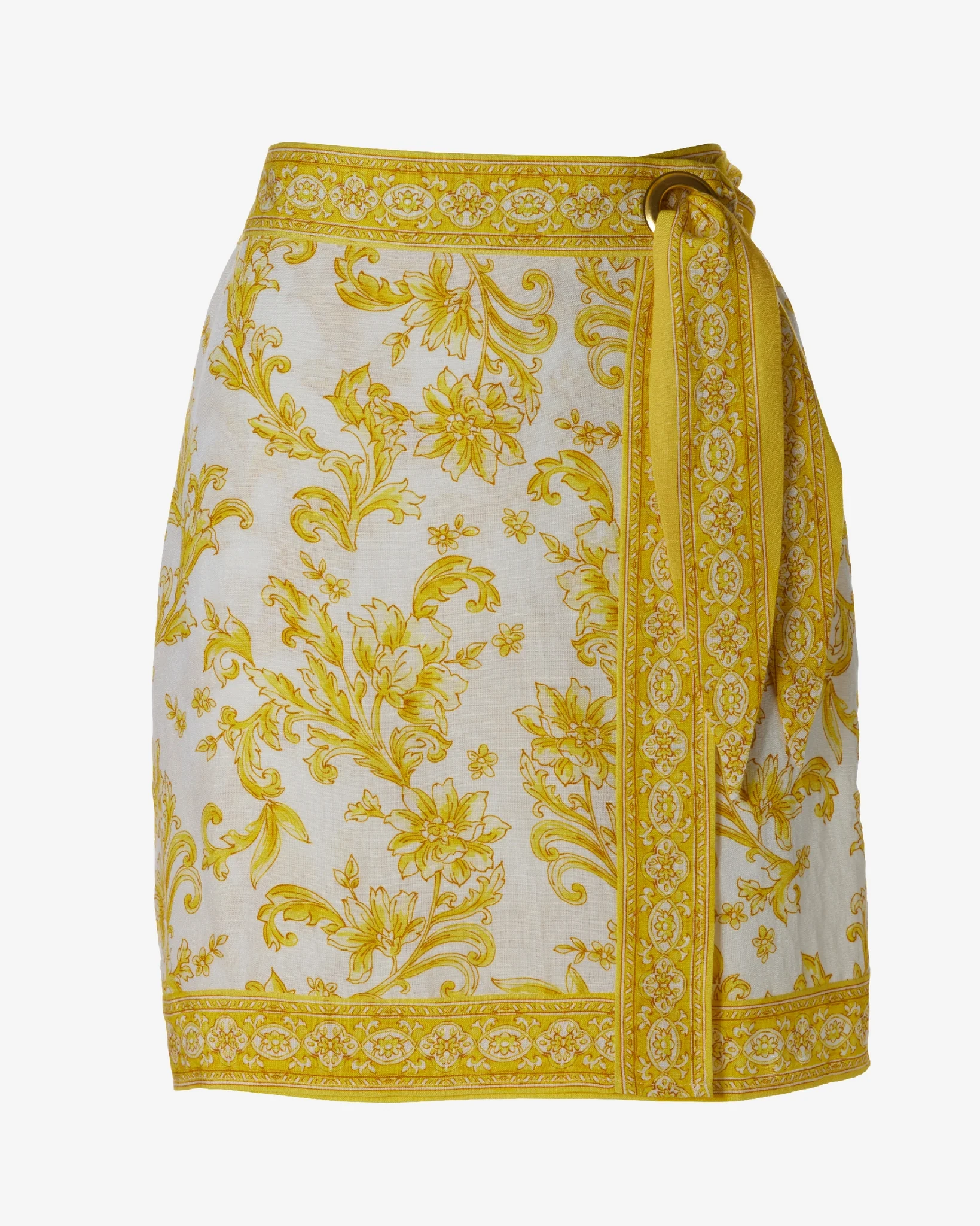 Scroll Print Linen Pull-On Wrap Skort Regal Tiles - Mycitystee