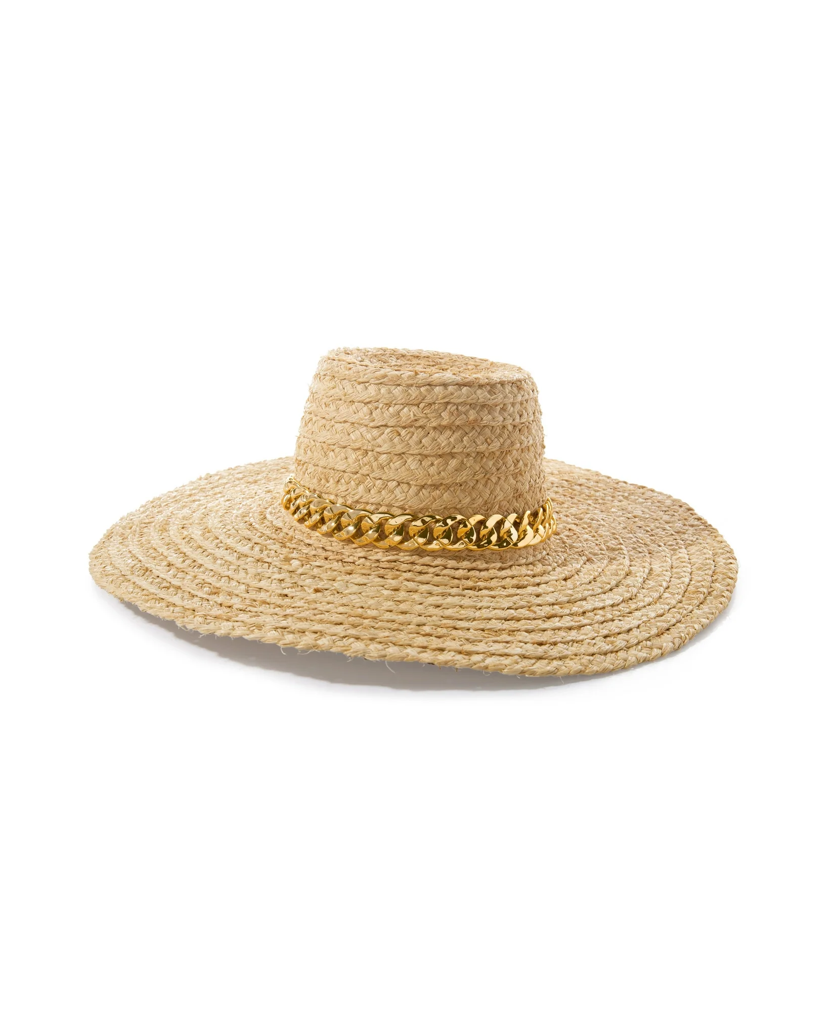 Raffia and Chain Trim Sun Hat Natural - Mycitystee