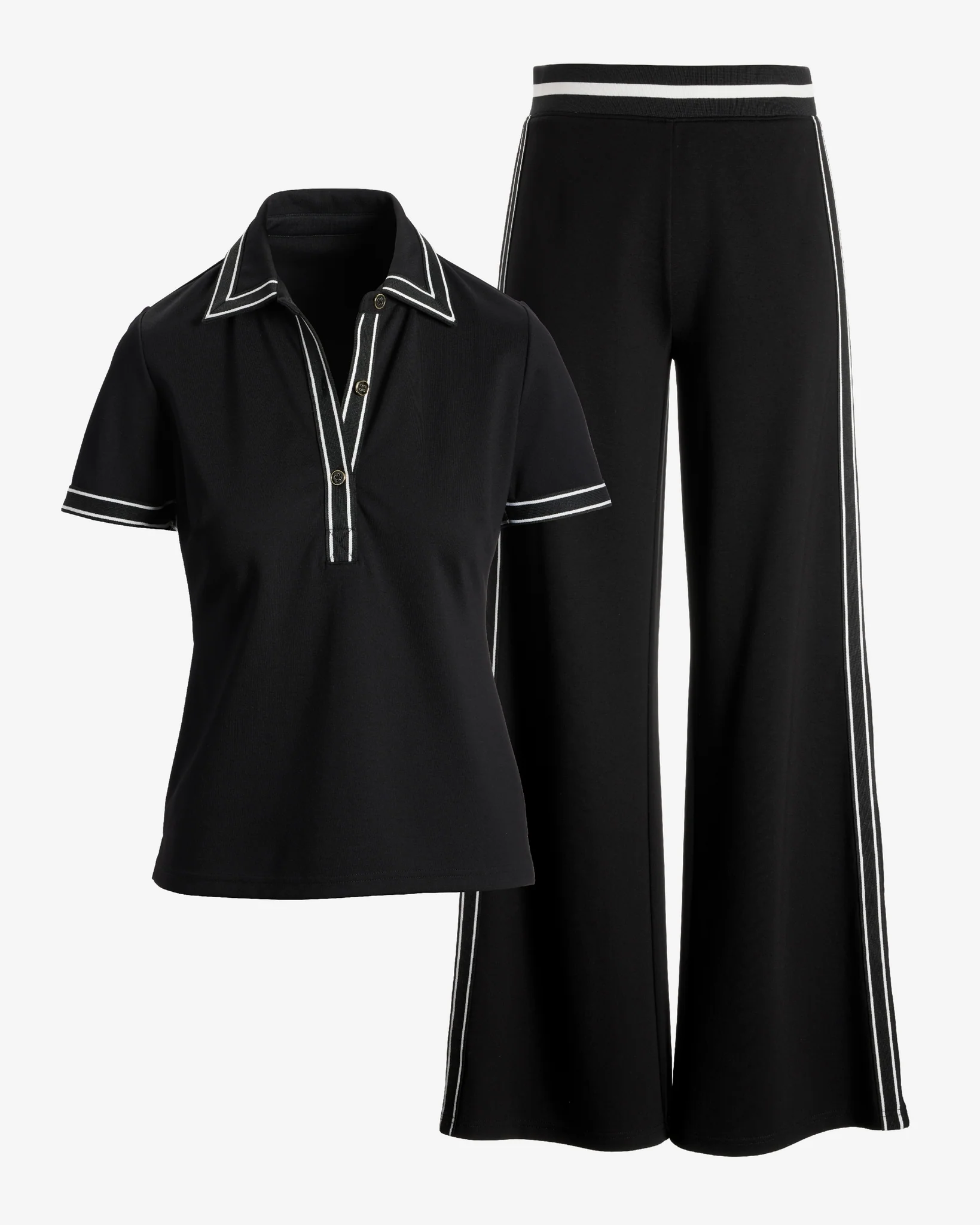 Stripe Polo Sport Set Black/White - Mycitystee