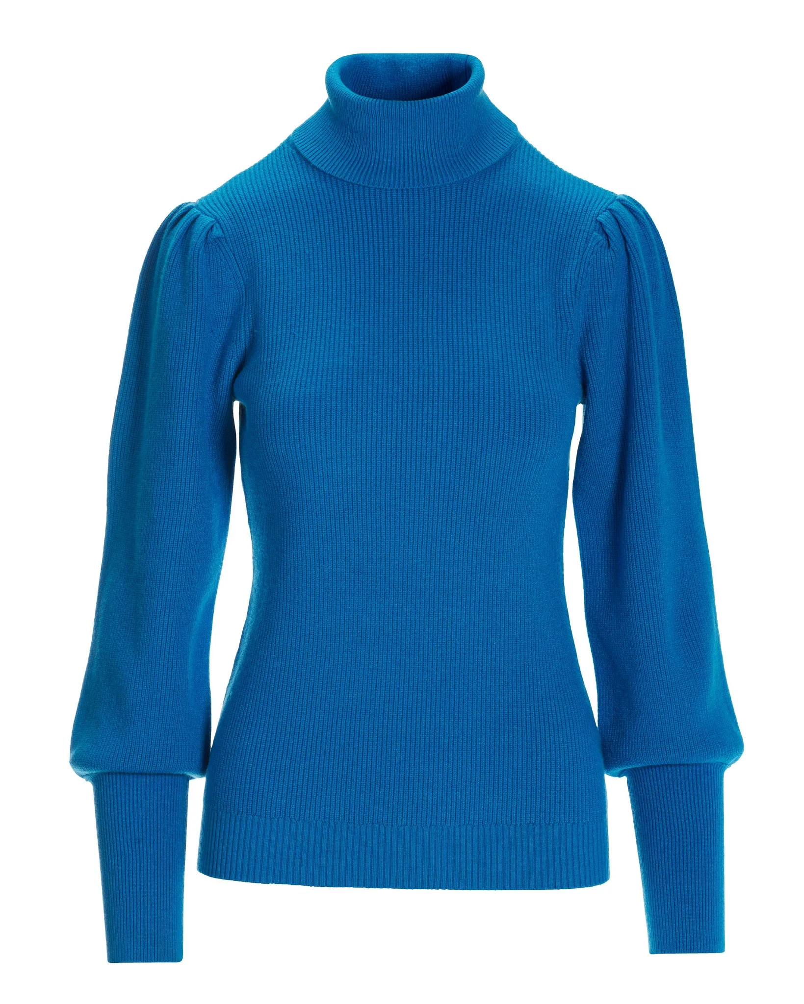 Puff Sleeve Turtleneck Sweater Directoire Blue - Mycitystee